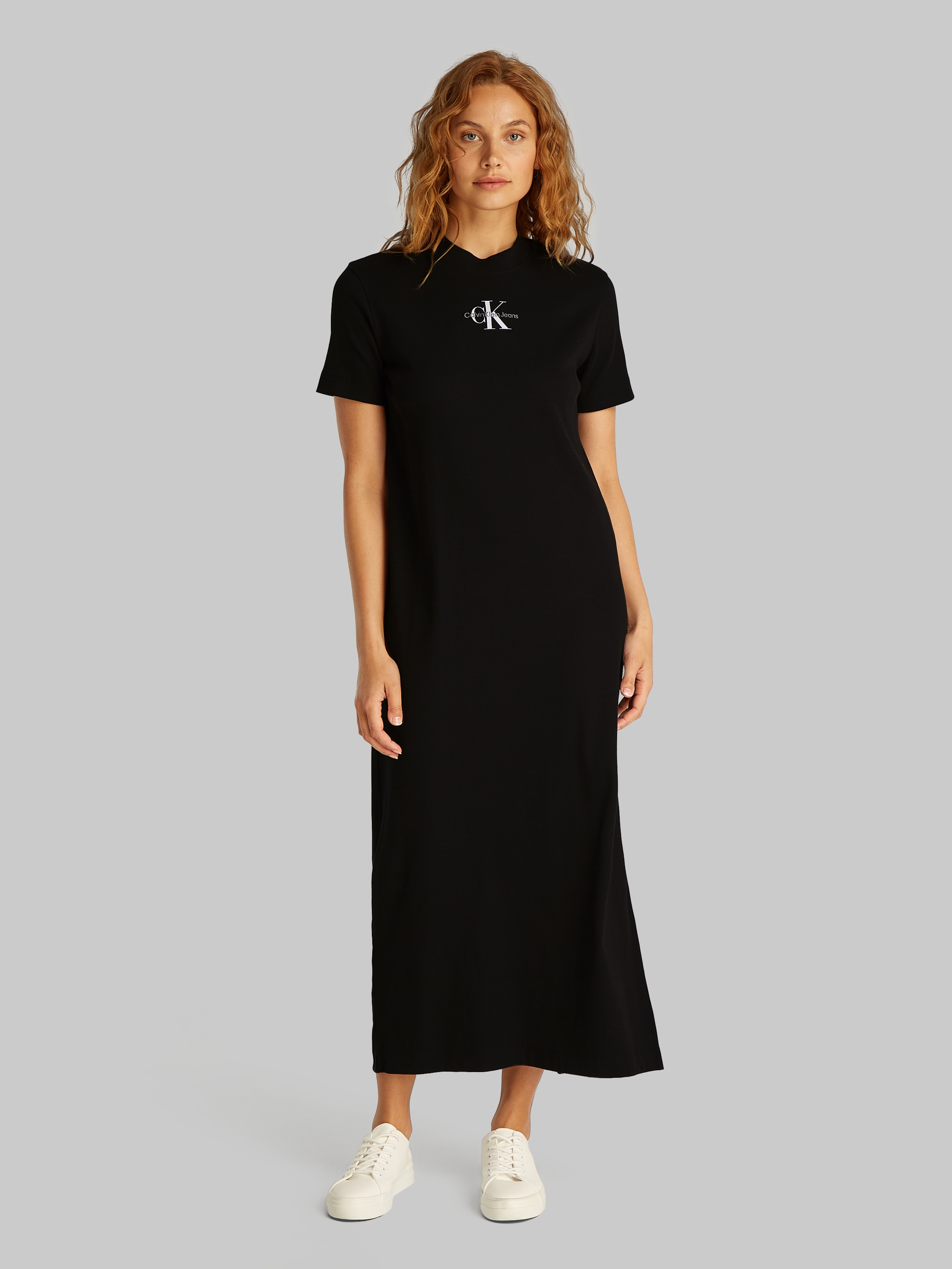 Calvin Klein Jeans Midikleid »MONOLOGO LONG RIB TEE DRESS«, mit Logo
