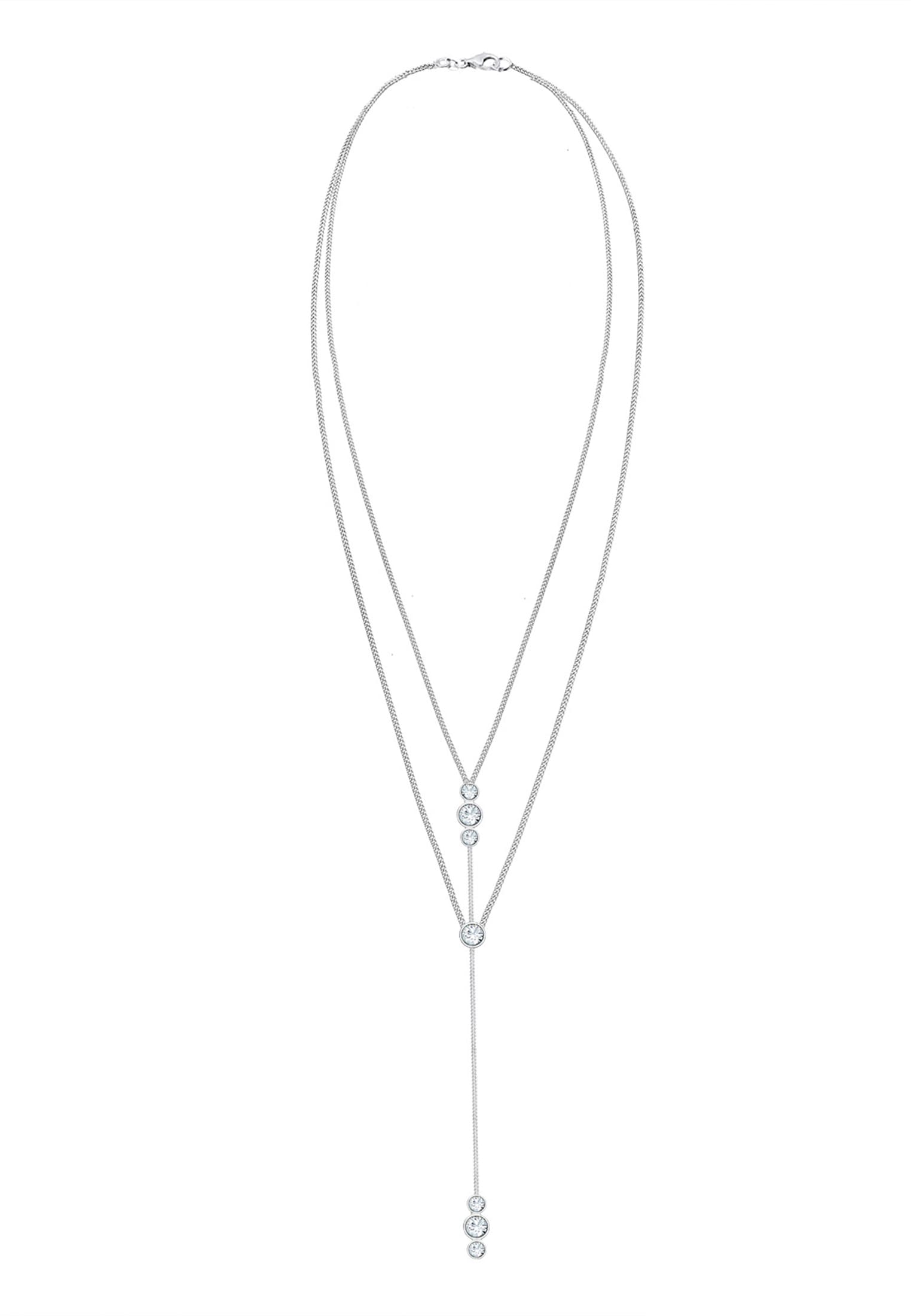 Elli Gliederkette »Y-Kette Layer und Kristalle 925 Silber«