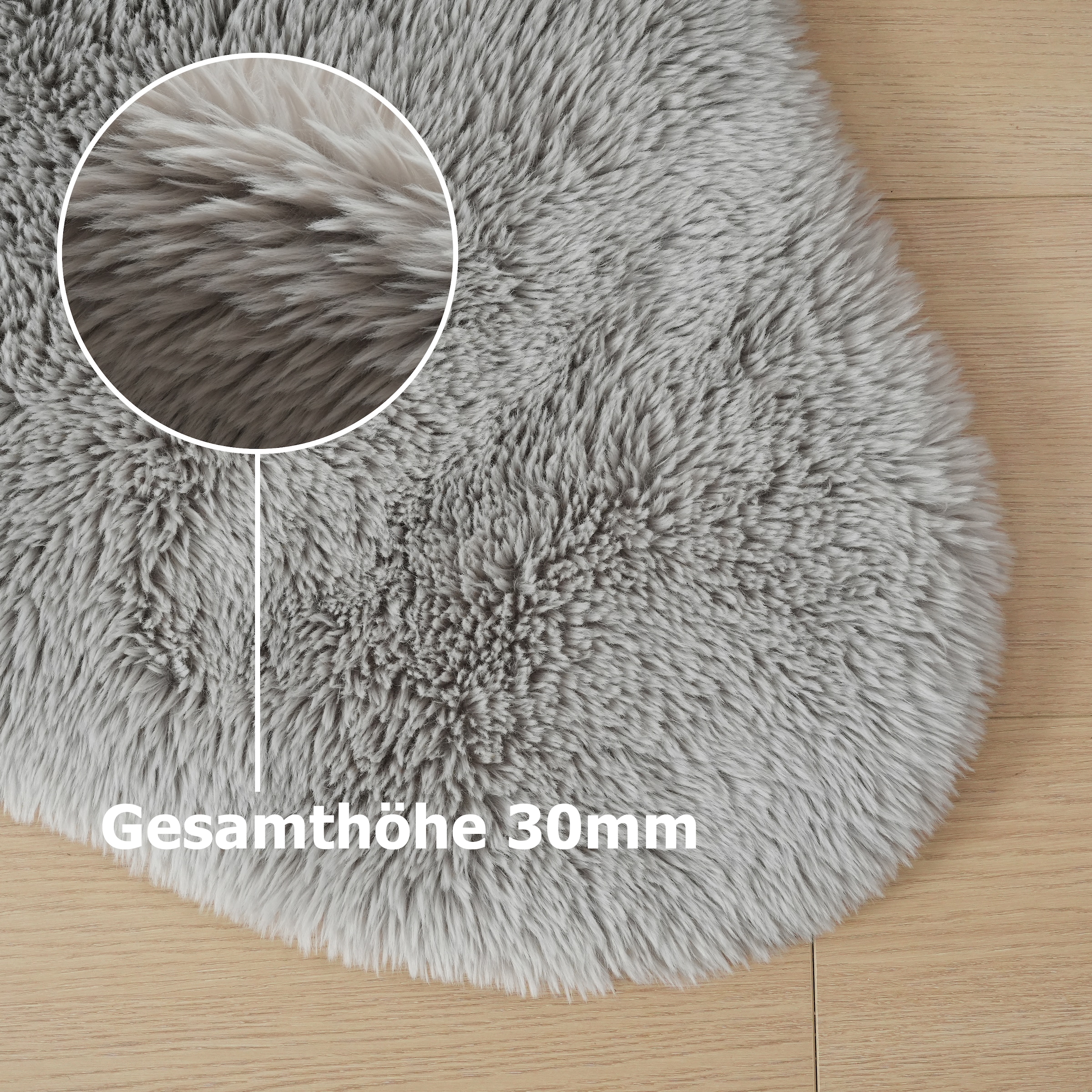 OTTO home Hochflor-Teppich »Mollin, Fellform, leichter Glanz« rechteckig 30 mm Höhe Kunstfell, Fellimitat, waschbar, flauschig, weich, Wohnzimmer
