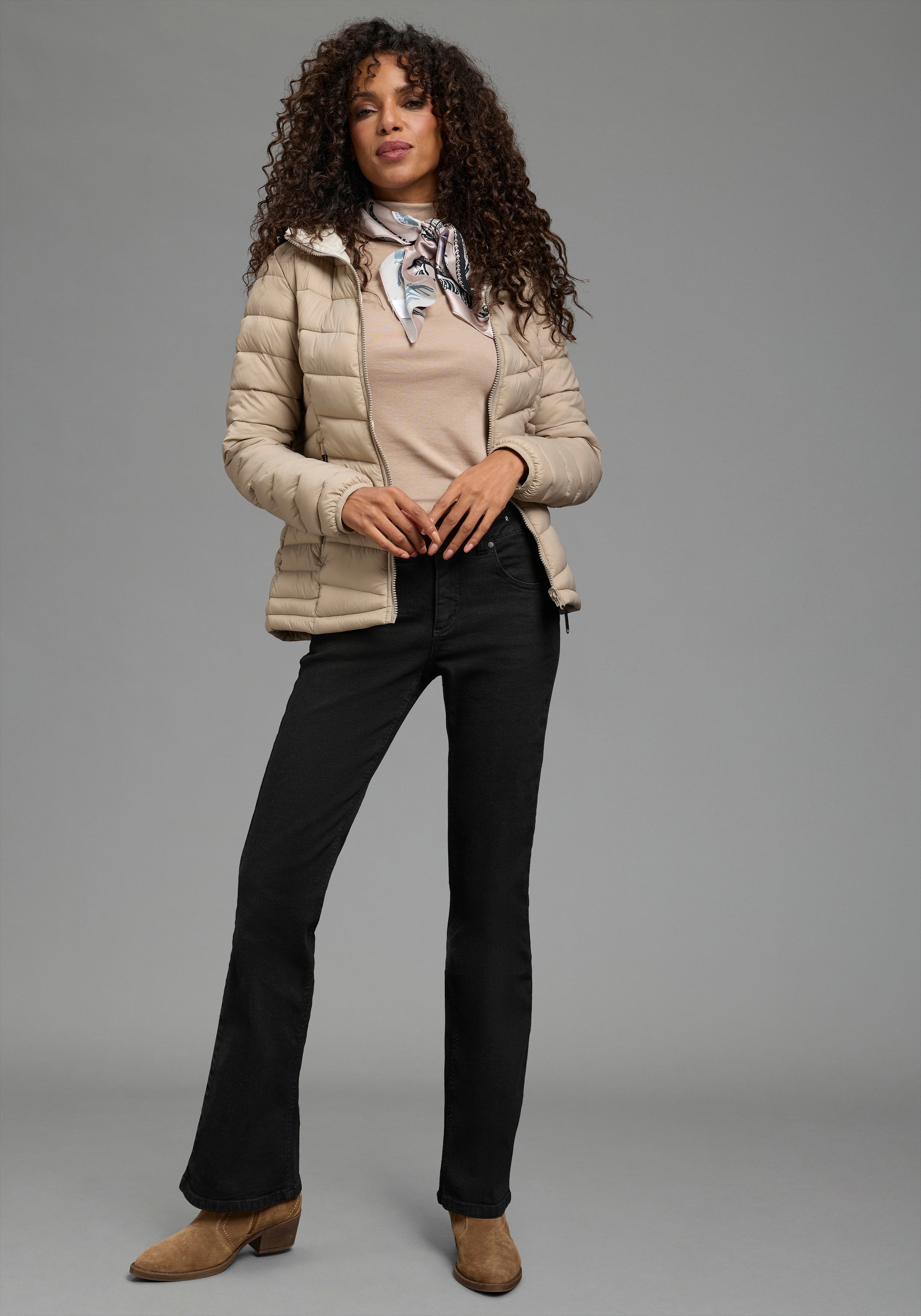 Polarino Steppjacke mit Kapuze Übergangsjacke für kühle Tage,  aus leichtem Webmaterial
