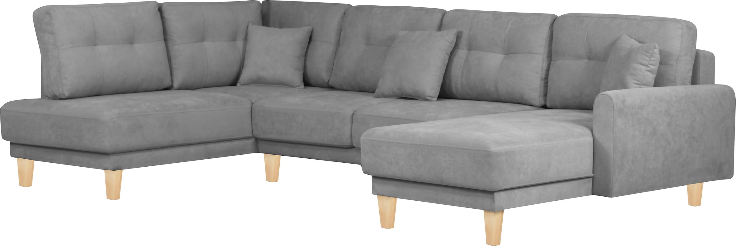 Home affaire Wohnlandschaft »TRIPLO U-Form wahlweise mit Schlaffunktion, B/T/H: 310/192/90 cm«, Schlafsofa, auch mit Bettkasten, Steppung im Rückenkissen