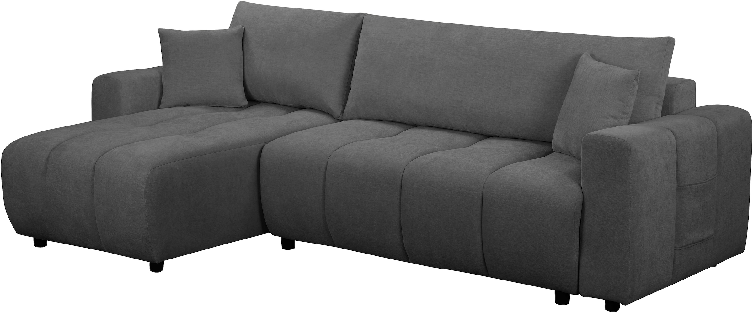 OTTO home Ecksofa »YLVAA L-Form, 241 cm - Schlafsofa« Schlaffunktion (132/200), Boxspring, Bettkasten, Feinstruktur-Bezug
