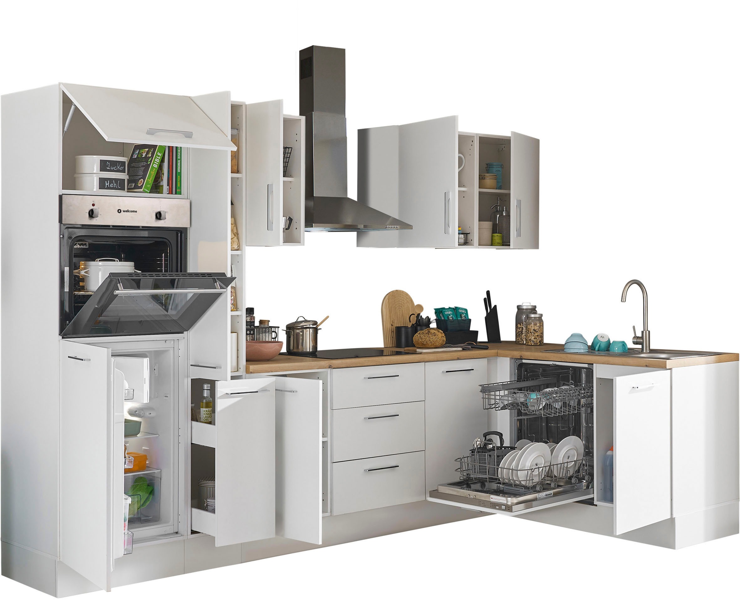 BASIC by Balculina Winkelküche »Turin«, Stellbreite 310x175 cm, wahlweise mit E-Geräten