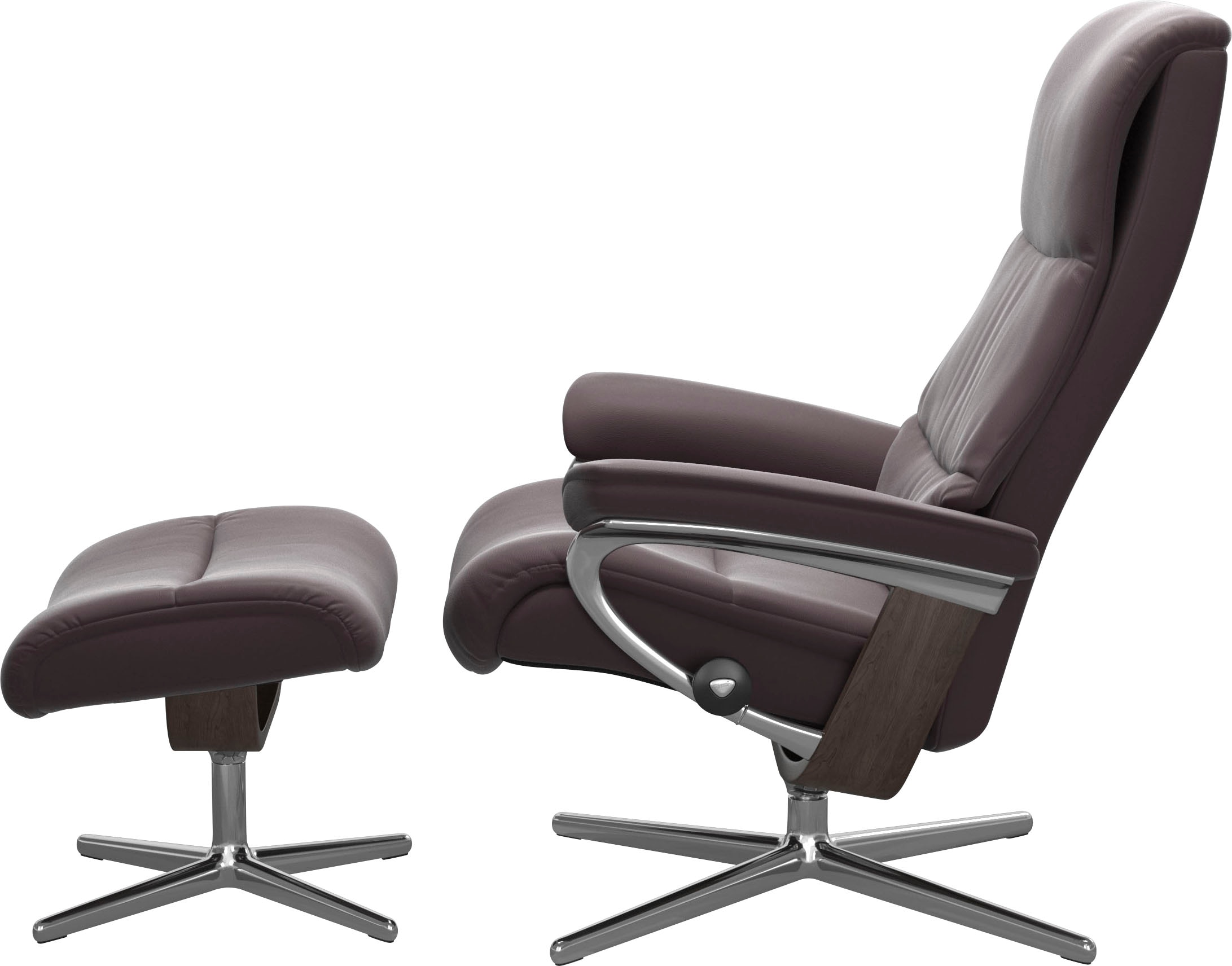 Stressless® Relaxsessel »View«, (Set, Relaxsessel mit Hocker), mit Hocker, mit Cross Base, Größe S, M & L, Holzakzent Wenge