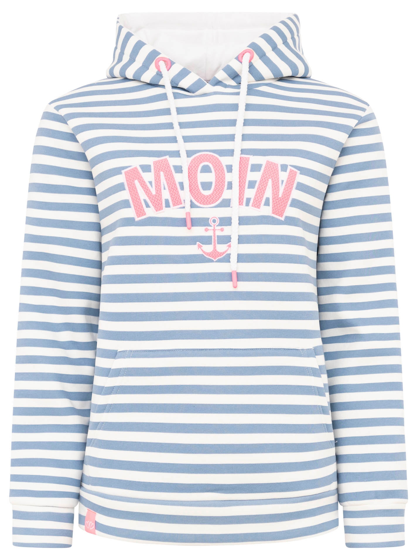 Zwillingsherz Kapuzensweatshirt »"Streifen Moin"«, gestreift, große "MOIN"- und Anker -Stickerei, Tasche vorne
