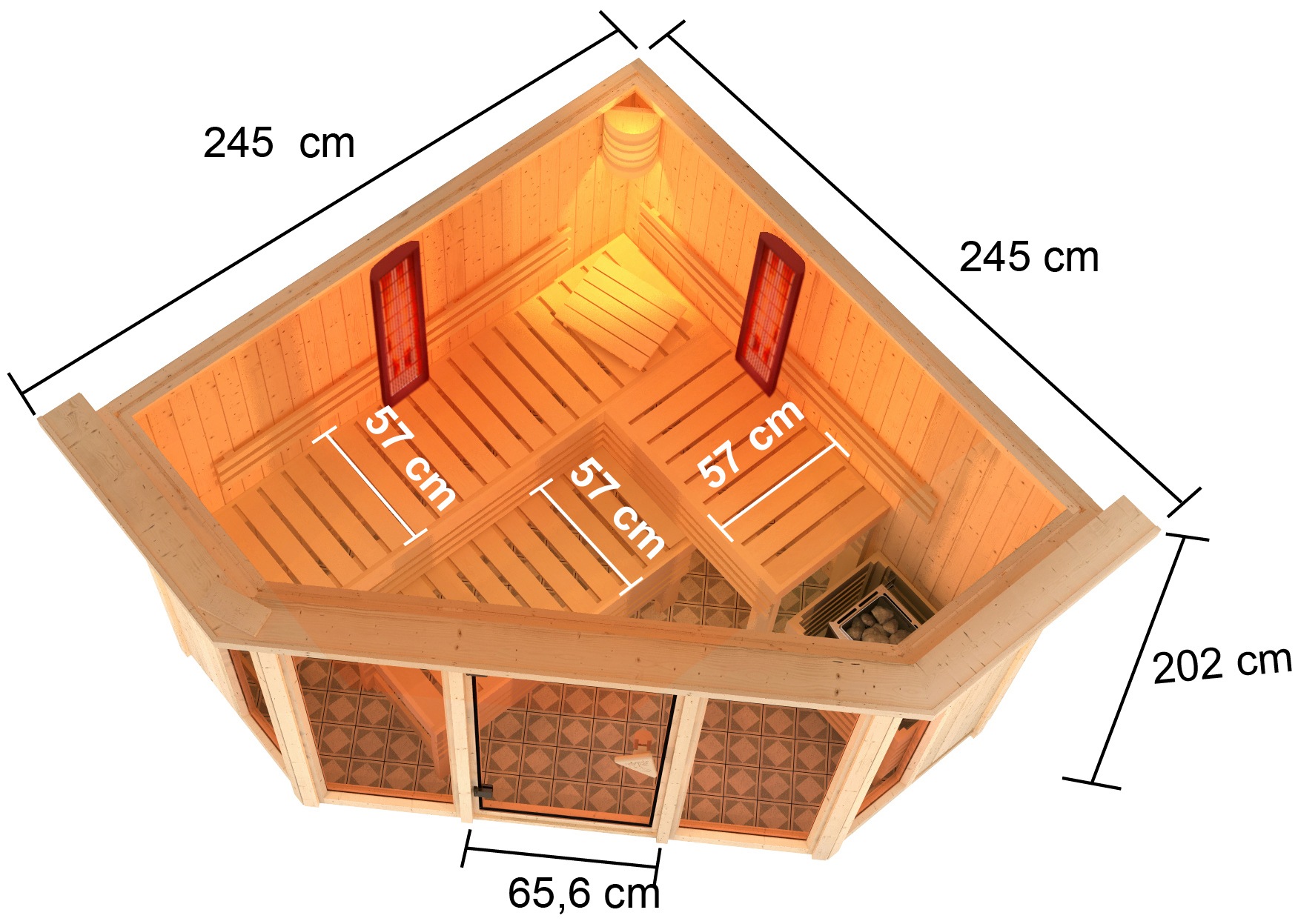 Karibu Sauna »Adele« Set,  Ofen 9 KW externe Strg easy