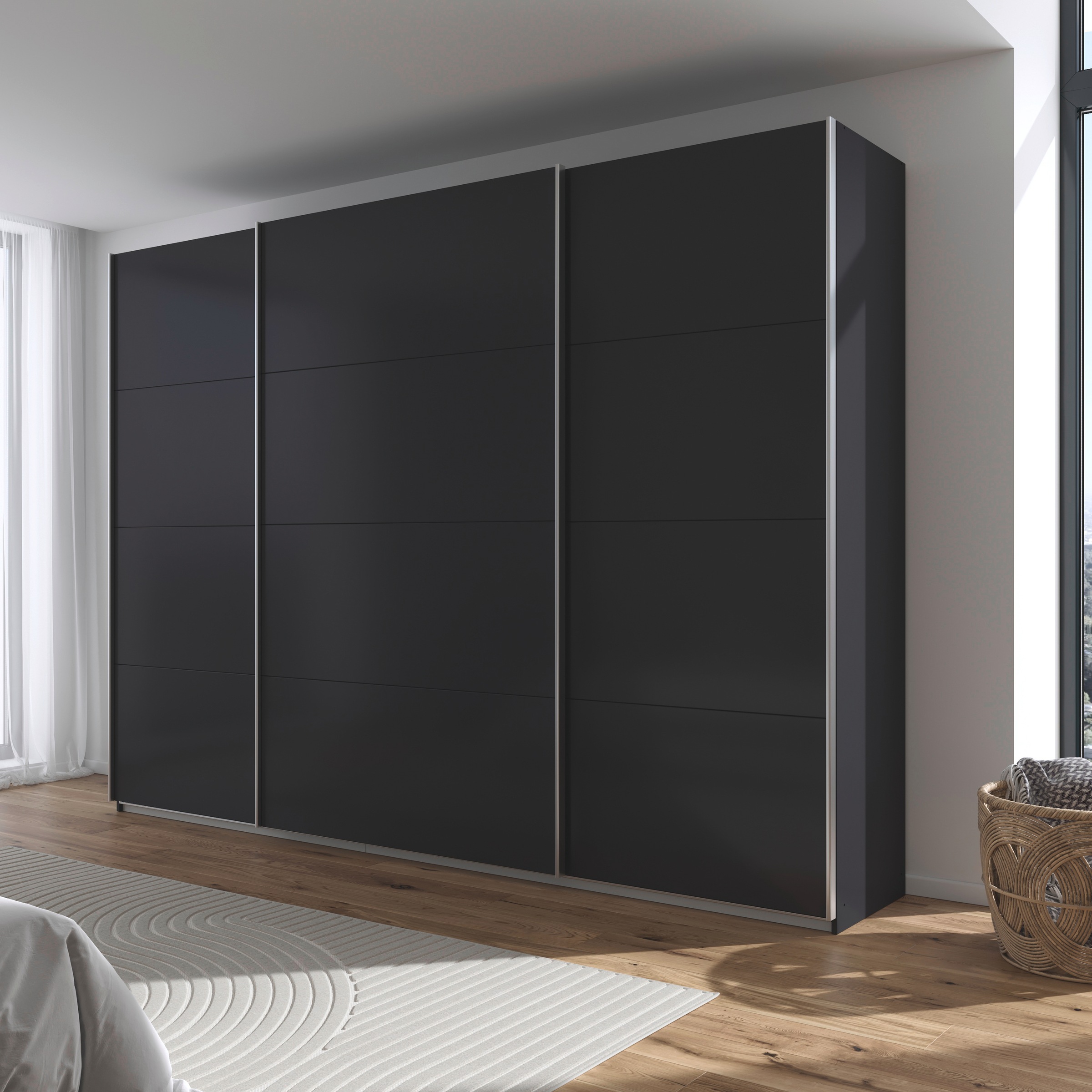 rauch Schwebetürenschrank »Kleiderschrank Schrank Garderobe AGORDO mit Dekor- oder Hochglanzfront«, (in zwei Griff-Farben), durchdachte Innenausstattung, in 4 Breiten und 2 Höhen MADE IN GERMANY
