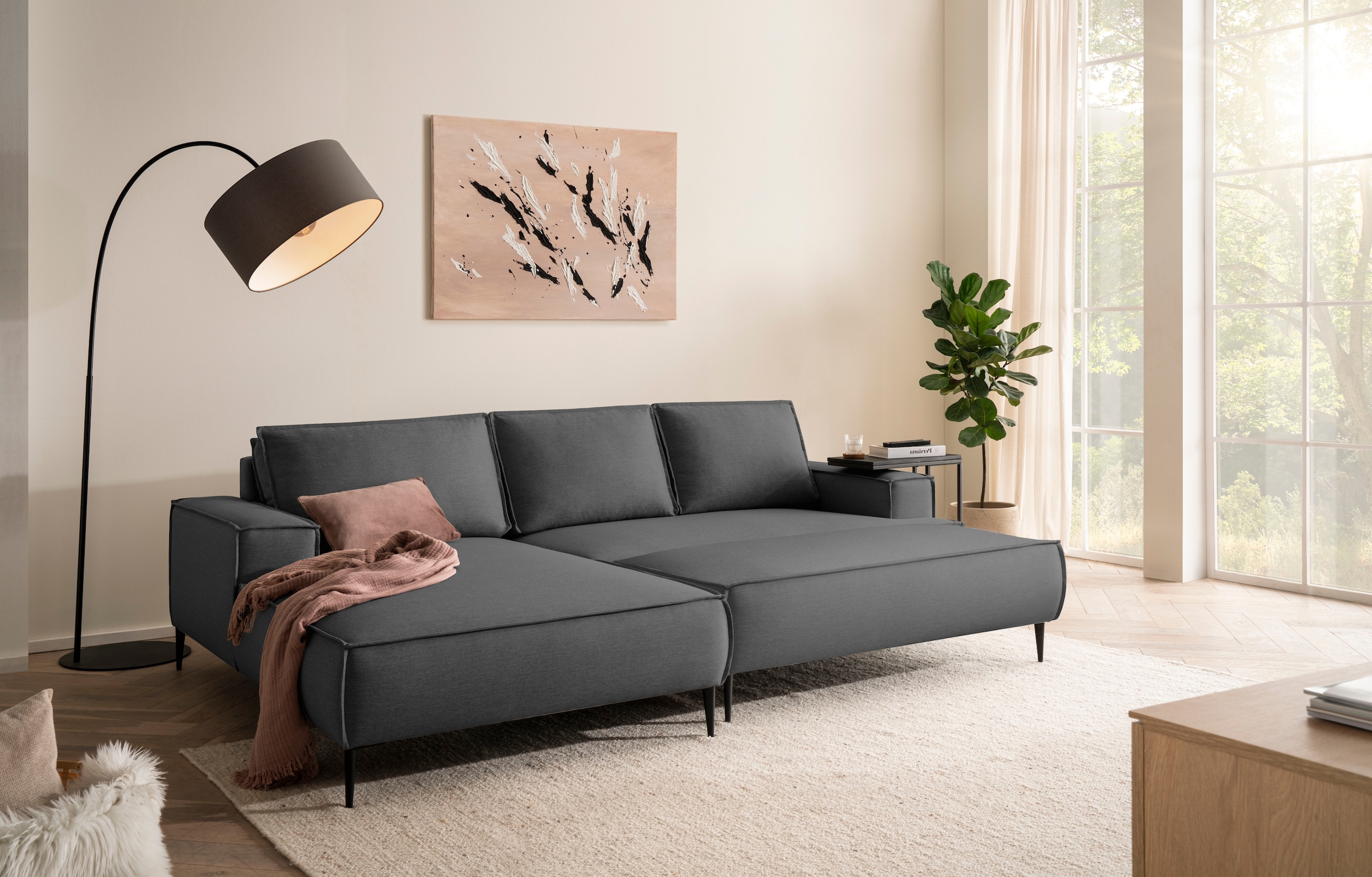 andas Sitzgruppe »TVINNU, Polsterecke L-Form, Schlaffunktion, mit Hocker«, (Set, 2 tlg.), stellbar zum Schlafsofa (Krokodilverbinder)