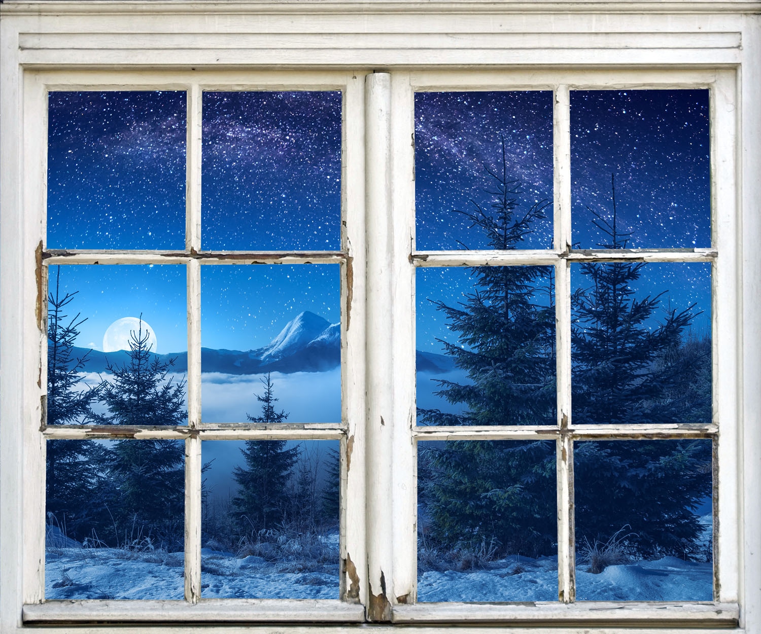 queence 3D-Wandtattoo »Tannen im Schnee«, (1 St.), selbstklebender Wandsticker Weihnachten
