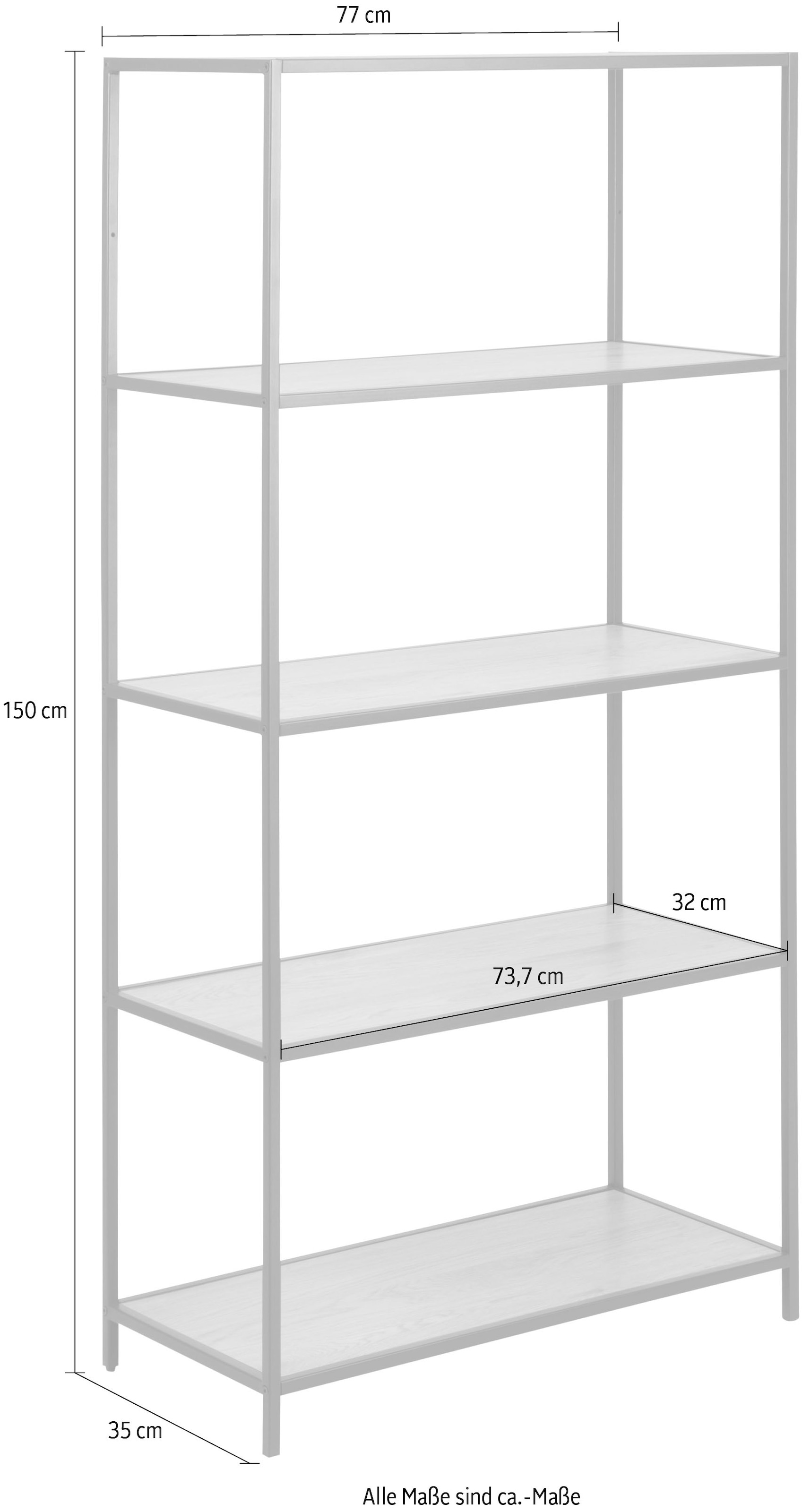 ACTONA GROUP Bücherregal, Metallgestell im modernen Industrie-Look, 4 Einlegeböden, Höhe 150 cm