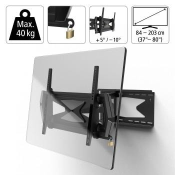 Hama TV-Wandhalterung »FULLMOTION, Schwarz, 94 -203 cm (37" - 80"), 43",50",55",65",75"«, Rotation: 8 °, VESA (von-bis): 300x200–600x400