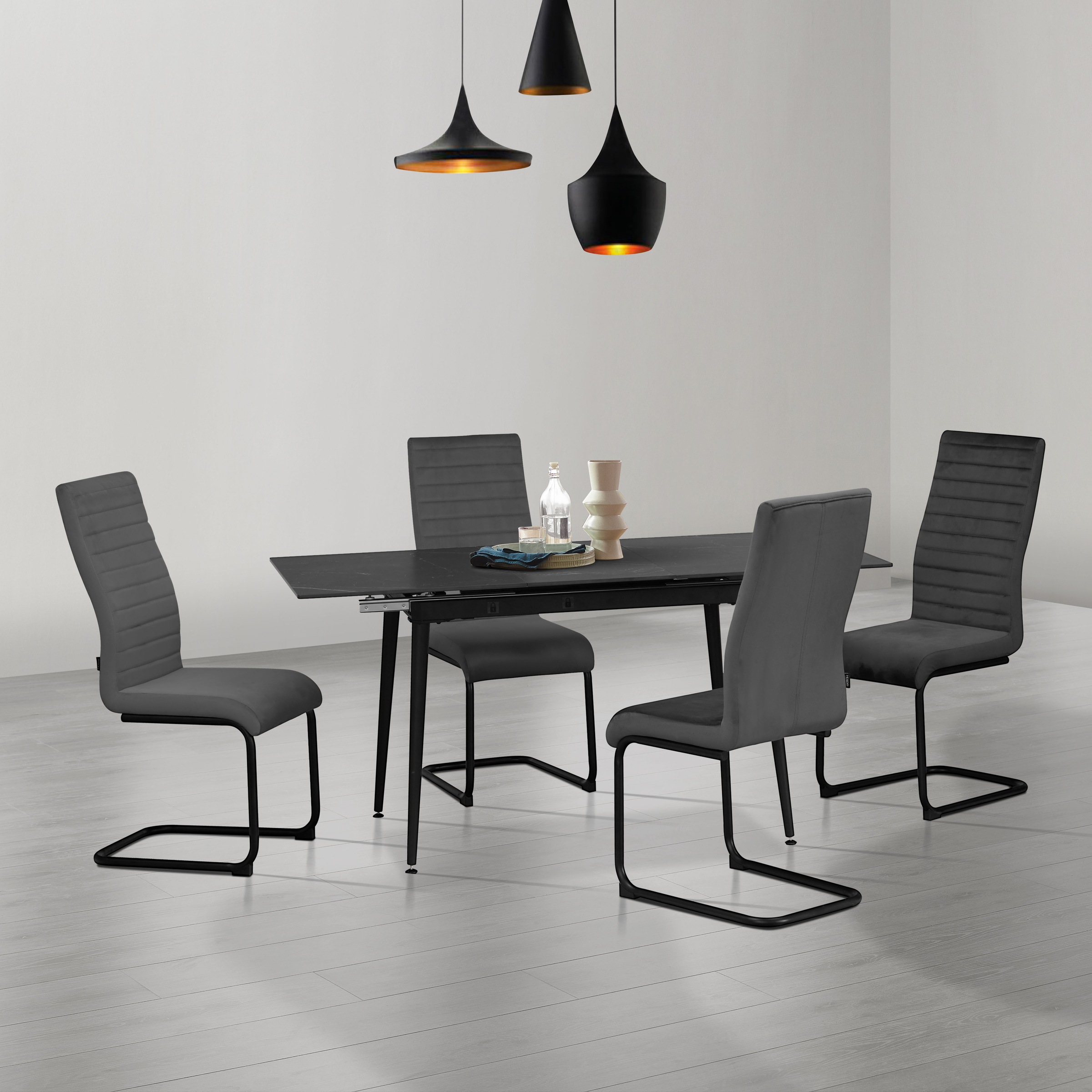 Home affaire Freischwinger »ELBACH, Küchenstuhl, 4-Fuß Stuhl, Freischwinger, OTTOs Choice«, (Set), 2 St., Samtvelours, TOPSELLER!, Polsterstuhl mit Metallgestell, pflegeleichtem Samtvelours