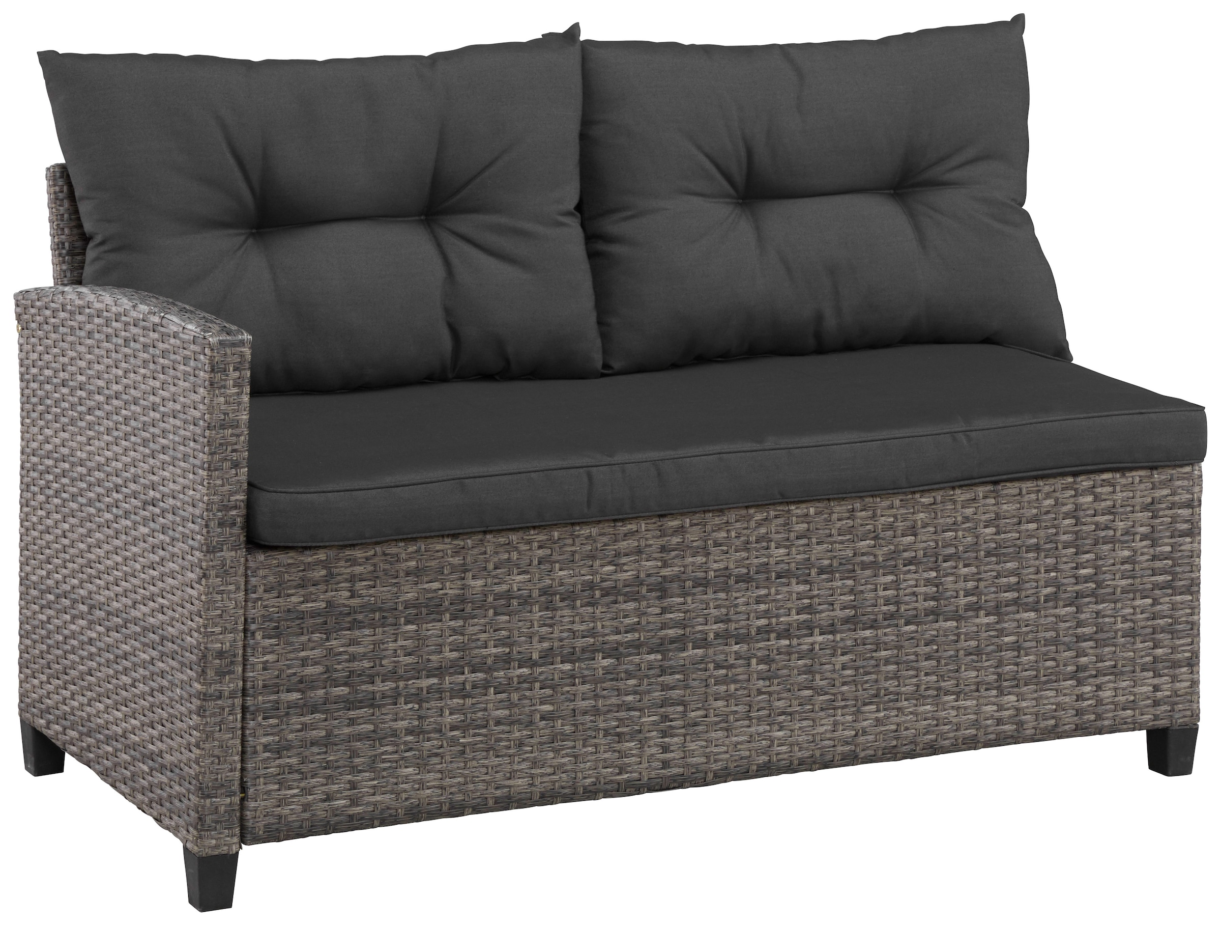 KONIFERA Gartenlounge-Set »Keros Premium«, (Set, 20 tlg., 2x 2er Sofa, 1x Ecke, 1x Sessel, 2x Hocker, 1x Tisch 145x75x67,5cm), Ecklounge, Polyrattan, Stahl, geeignet für 8 Personen, inkl. Auflagen