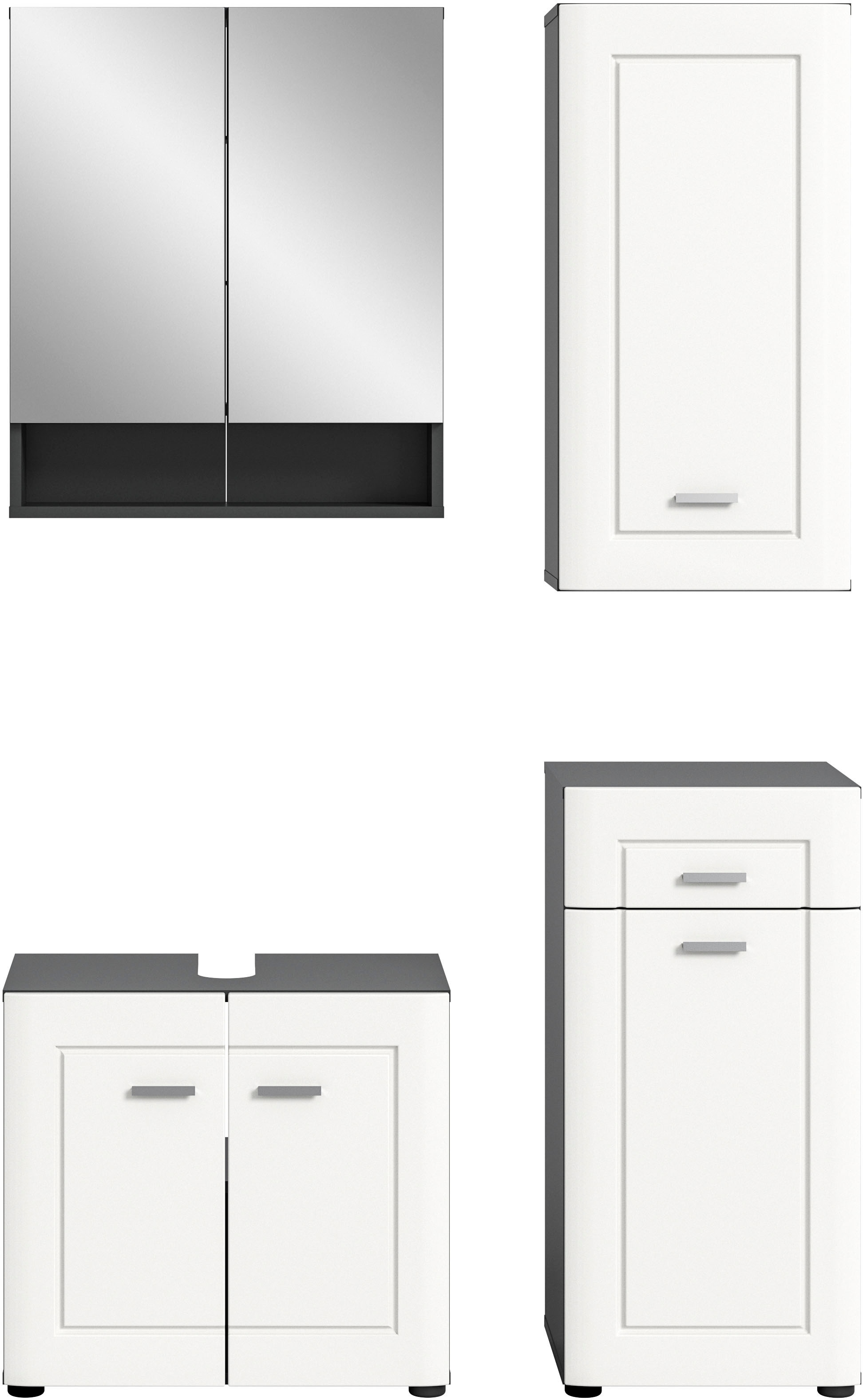 INOSIGN Badmöbel-Set »Jarvi, 4 teilig, bestehend aus:«, (Set, 4 St.), Waschbeckenunterschrank, Spiegel, Unterschrank, Hängeschrank