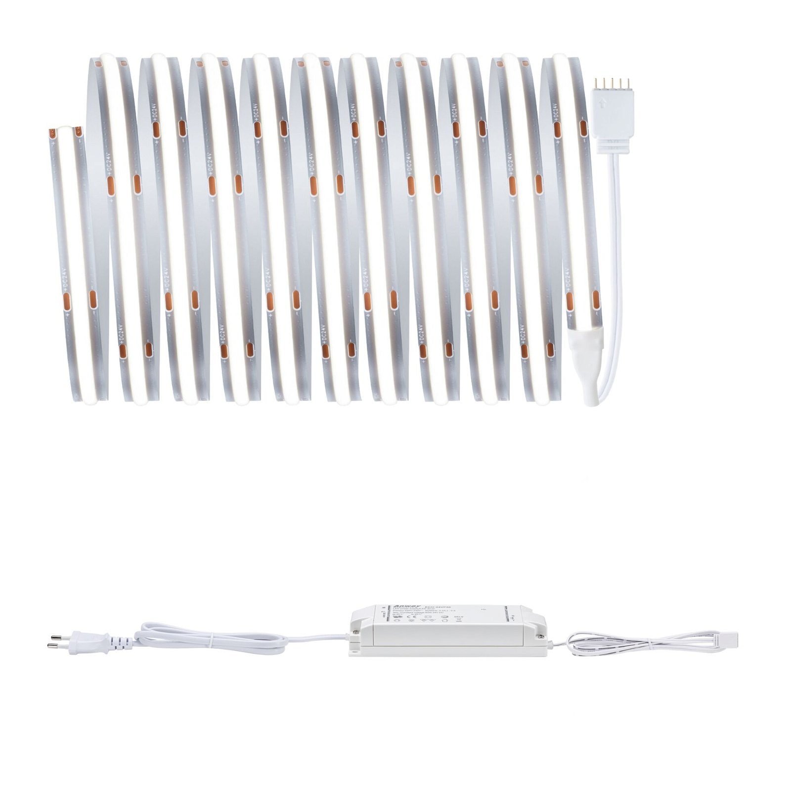 Paulmann LED-Streifen »MaxLED 1000 Basis Set 3m Daylight 6500K 36W 230/24V silber Kunststoff«, 1 St.-flammig, Full-Line COB