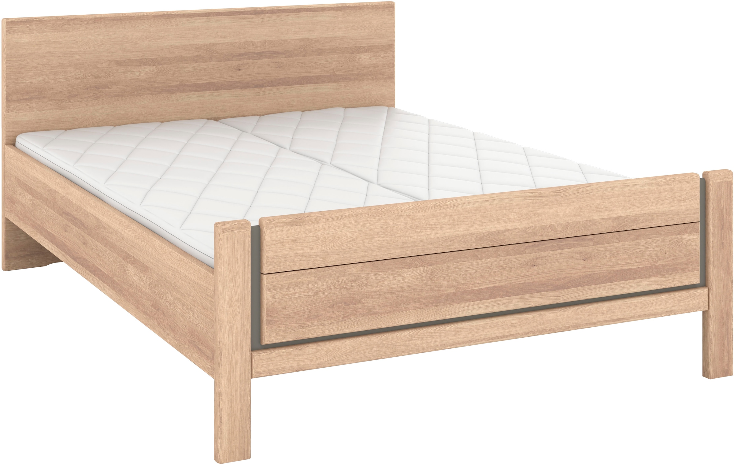 Musterring Holzbett »Sorrent, Bettgestell, Bettrahmen, teilmassiv Eiche«, (MADE IN GERMANY), Eiche teilmassiv, Liegehöhenverstellung, Stollenfußteil