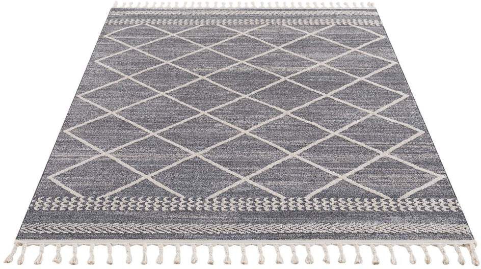 Carpet City Teppich »Art 2645«, rechteckig, 7 mm Höhe, Läufer, Kurzflor, mit Kettfäden, Rauten-Optik