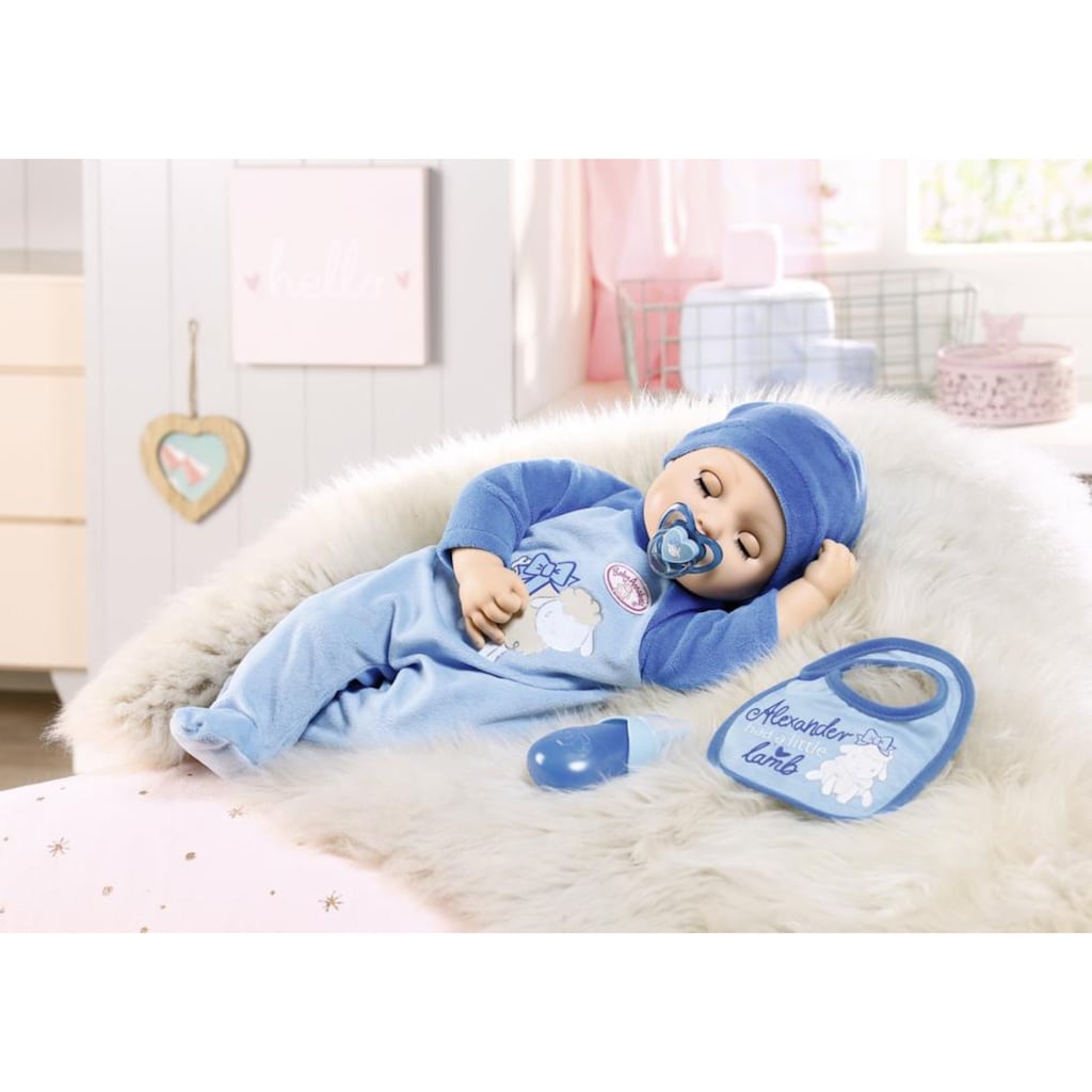 Baby Annabell Babypuppe »Alexander, 43 cm«, interaktiv mit Schlafaugen