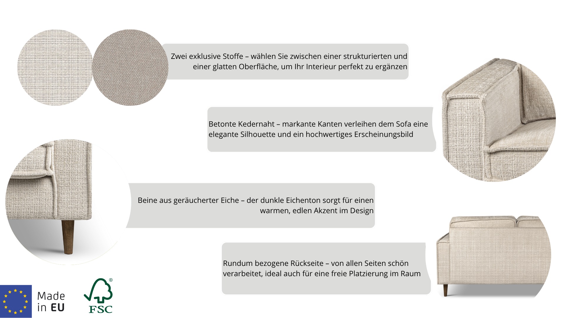 Home affaire Ecksofa »Pinto Skandi, 290 cm, Chenille, Struktur, Ottomane li günstig online kaufen