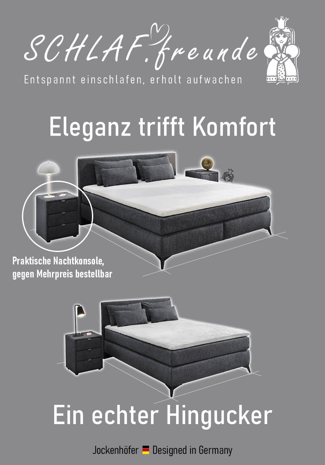 Jockenhöfer Gruppe Boxspringbett »Paulina, inkl. Topper und Kissen, Härtegrade wählbar« 140x200 cm oder 180x200cm