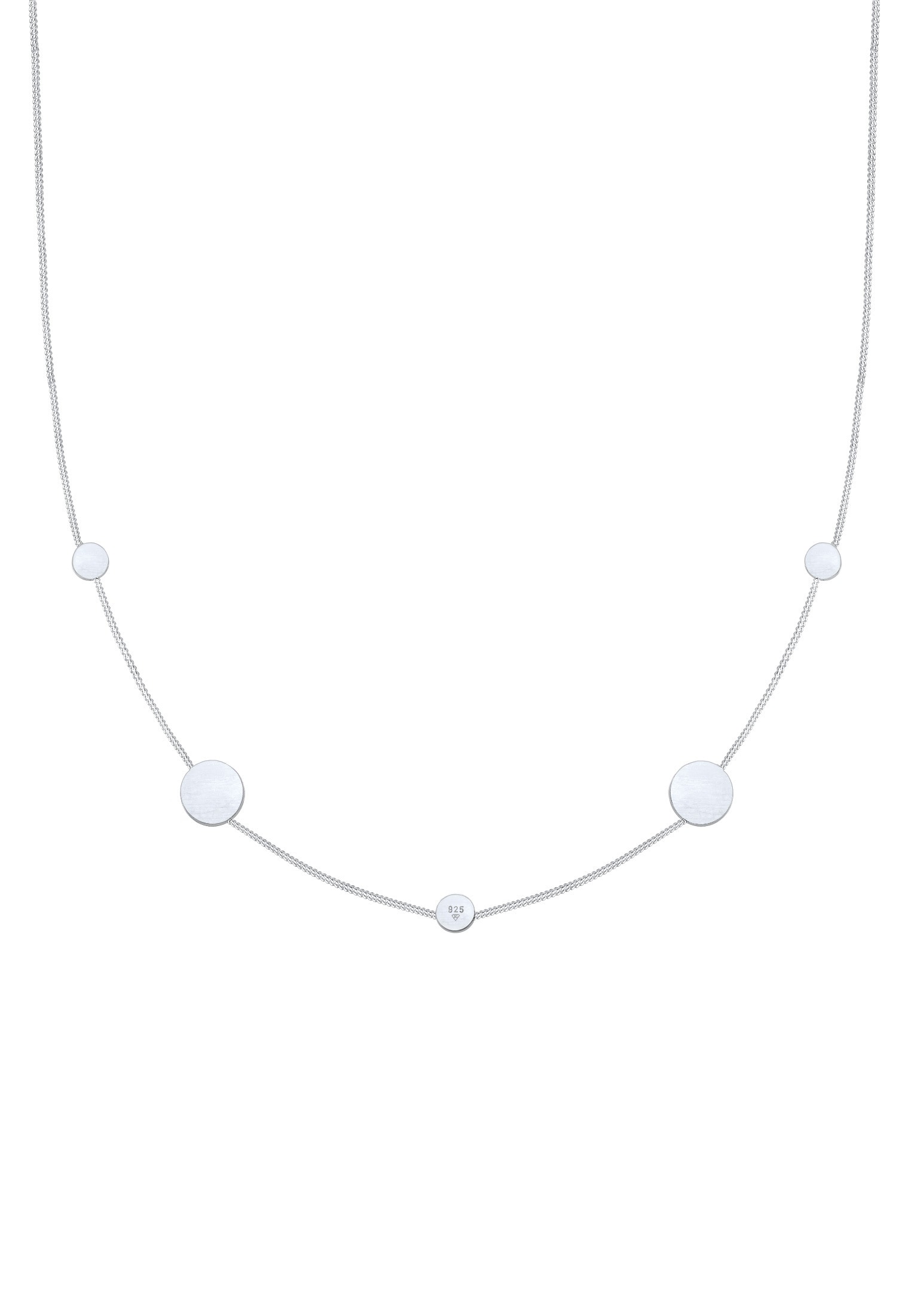 Elli Kette mit Anhänger »Plättchen Matt Kreis Rund Panzerkette 925 Silber«