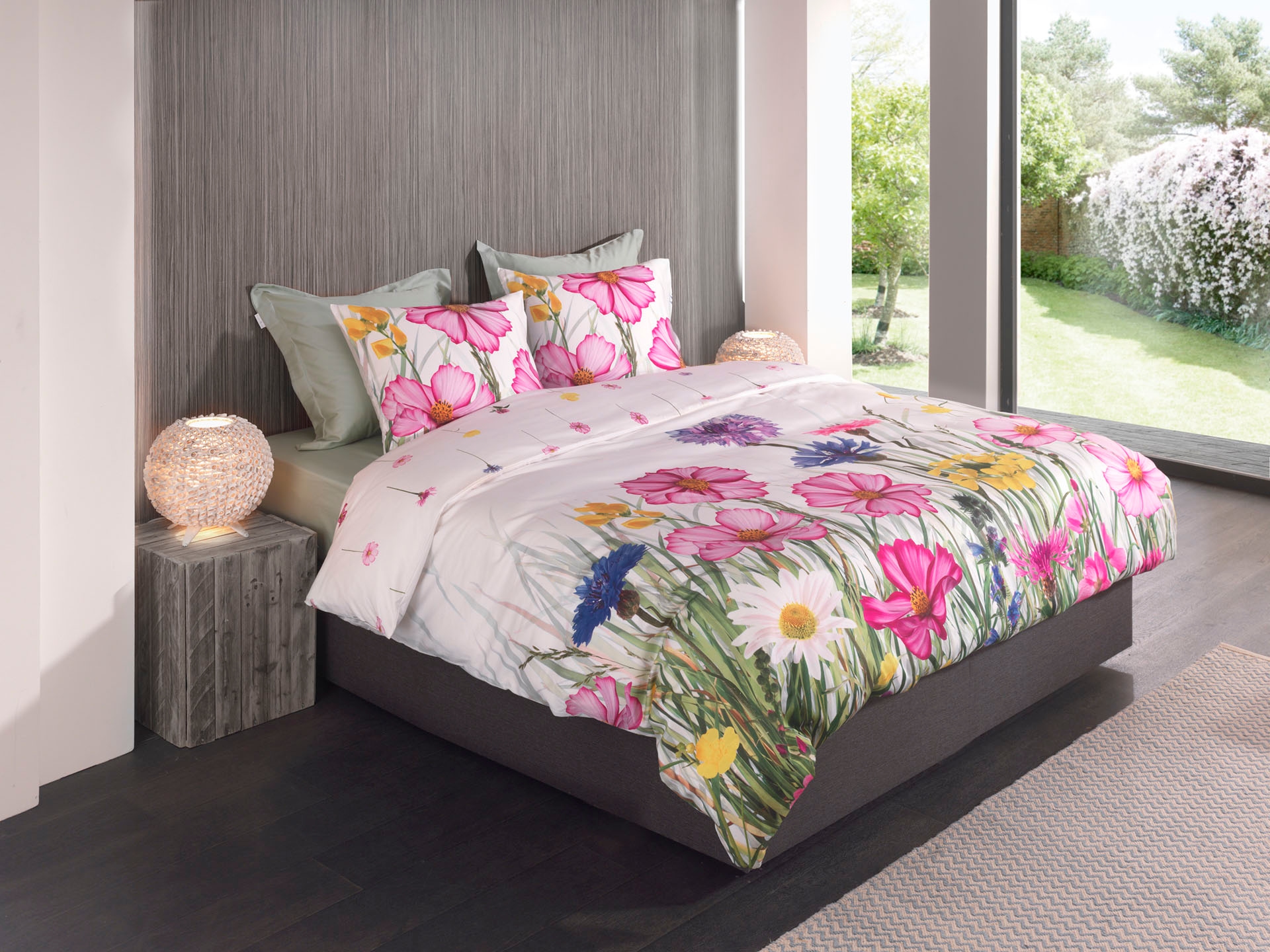 Heckett & Lane Wendebettwäsche »Campo« 2 tlg. Blumen Design, hochwertiges Mako-Satin, Bettwäsche ab 135x200 cm.