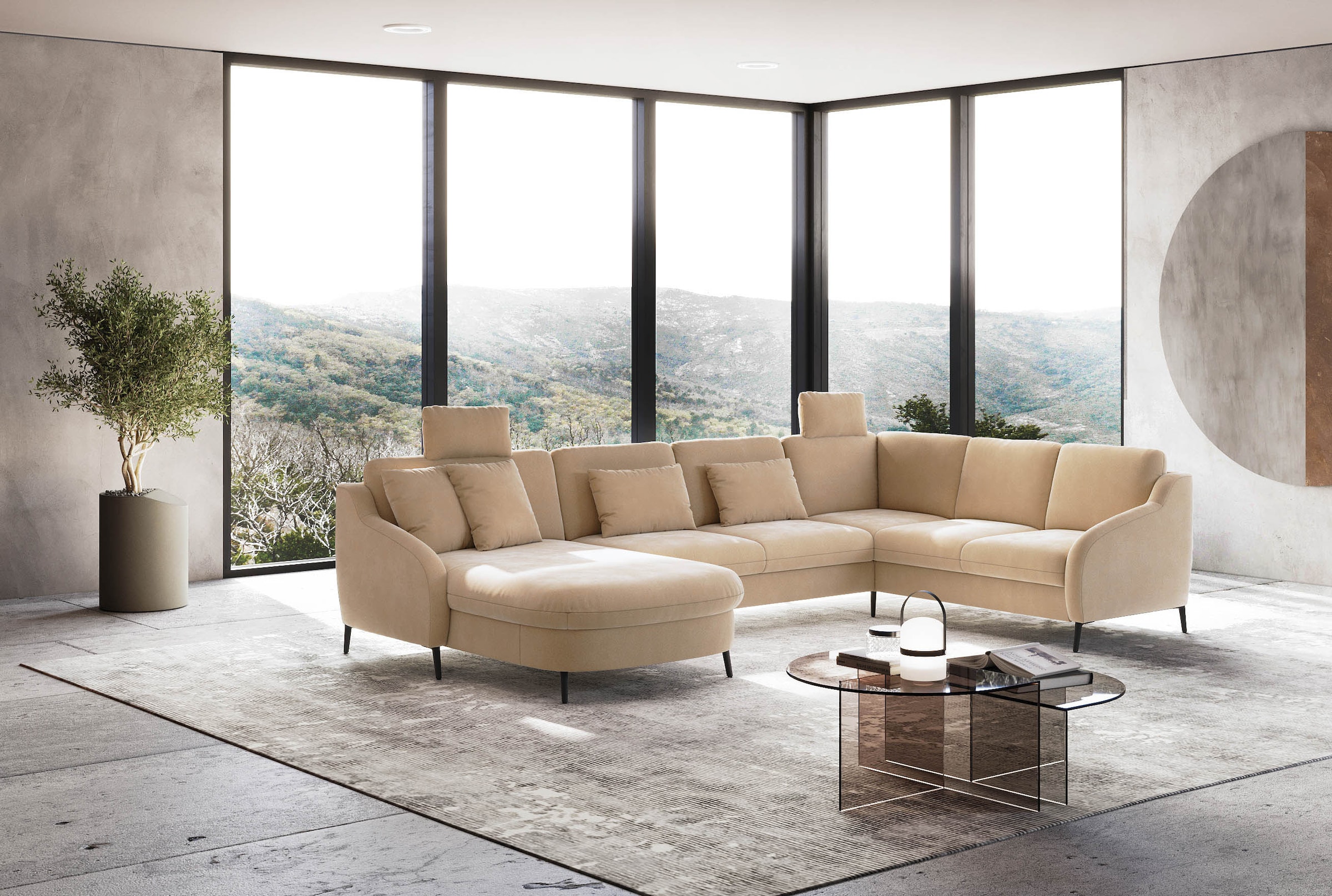 sit&more Wohnlandschaft »Soul U-Form«, wahlweise mit Bettfunktion und Bettkasten oder Schubkasten