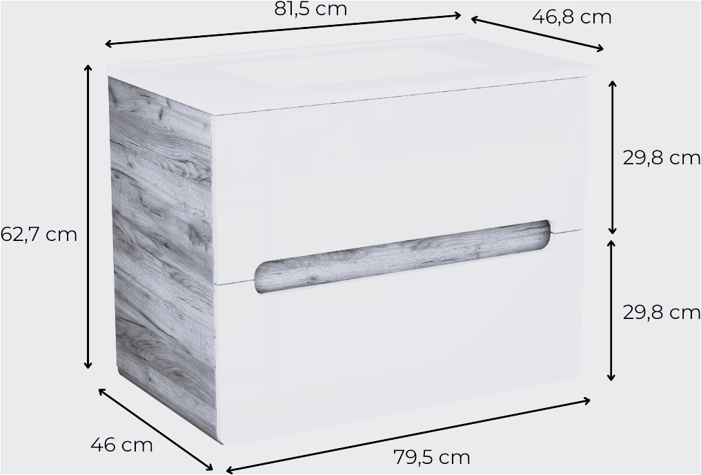 welltime Waschtisch »Lupo«, Badschrank mit Waschbecken,Soft Close,in verschiedenen Breiten (60,80)