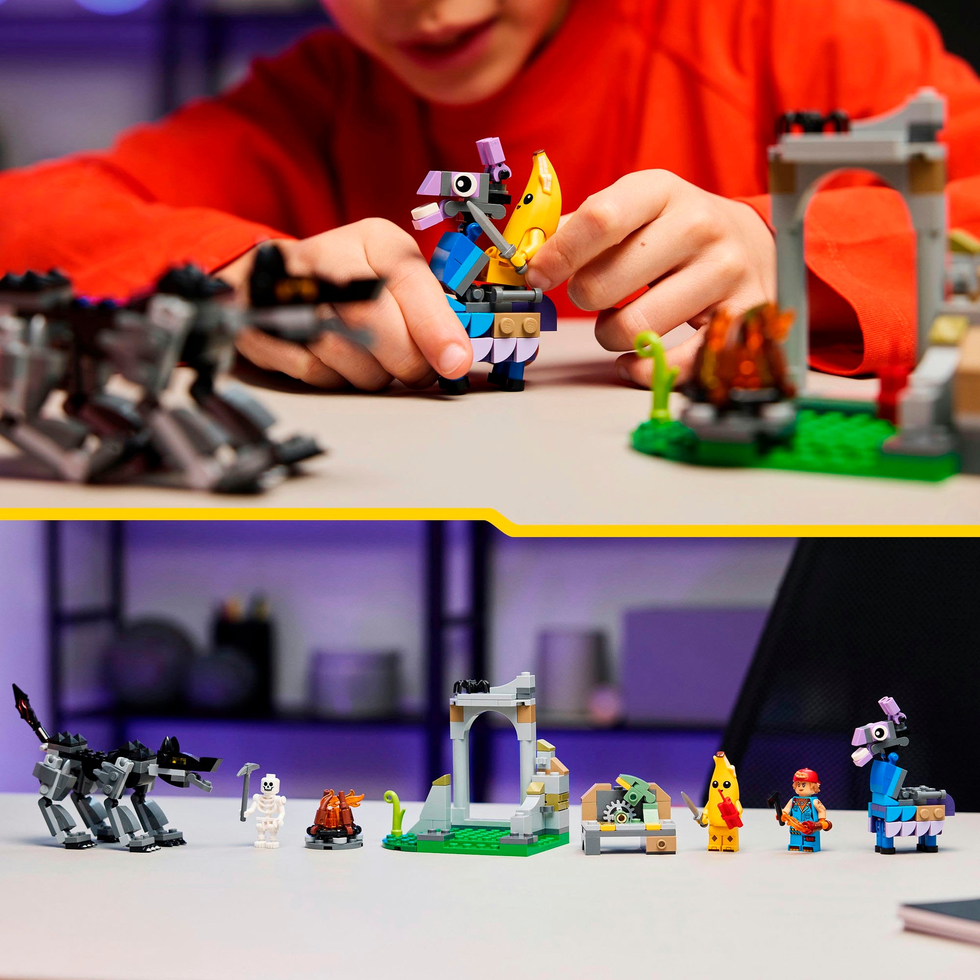 LEGO® Konstruktionsspielsteine »Das Lager von Schali und der Zündkerzenkünstlerin (77075)«, (250 St.), LEGO Fortnite; Made in Europe