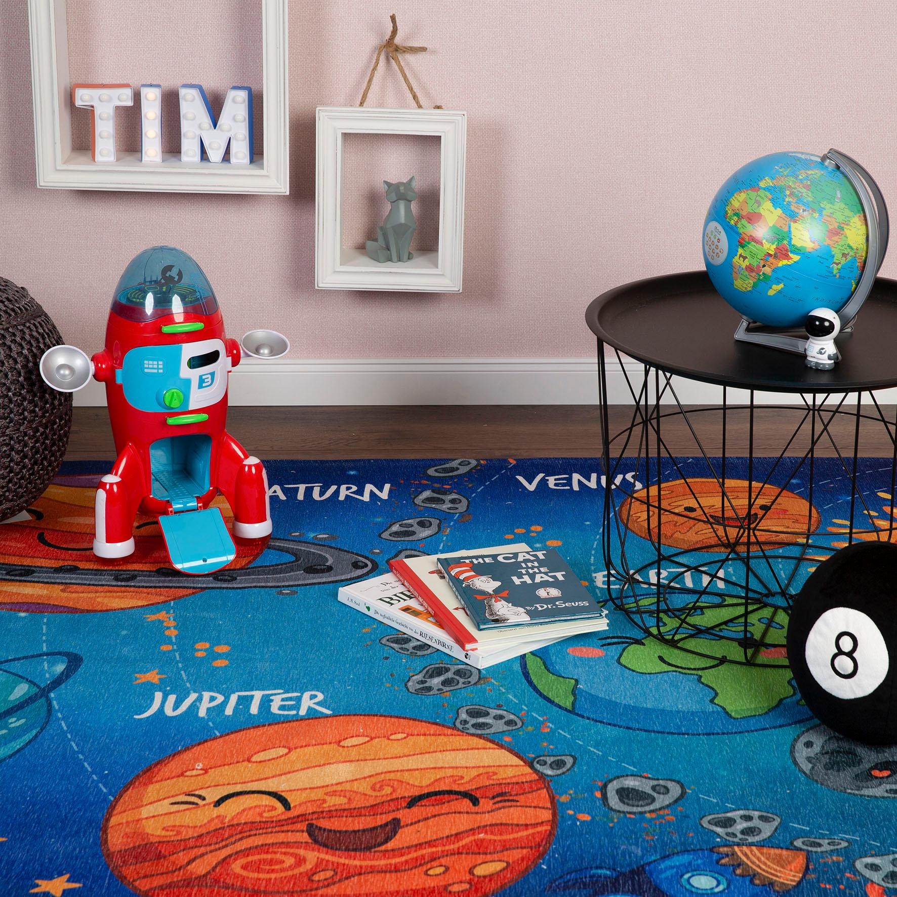 Obsession Kinderteppich »My Torino Kids 230«, rechteckig, 10 mm Höhe, Motiv Weltall, Kinderzimmer