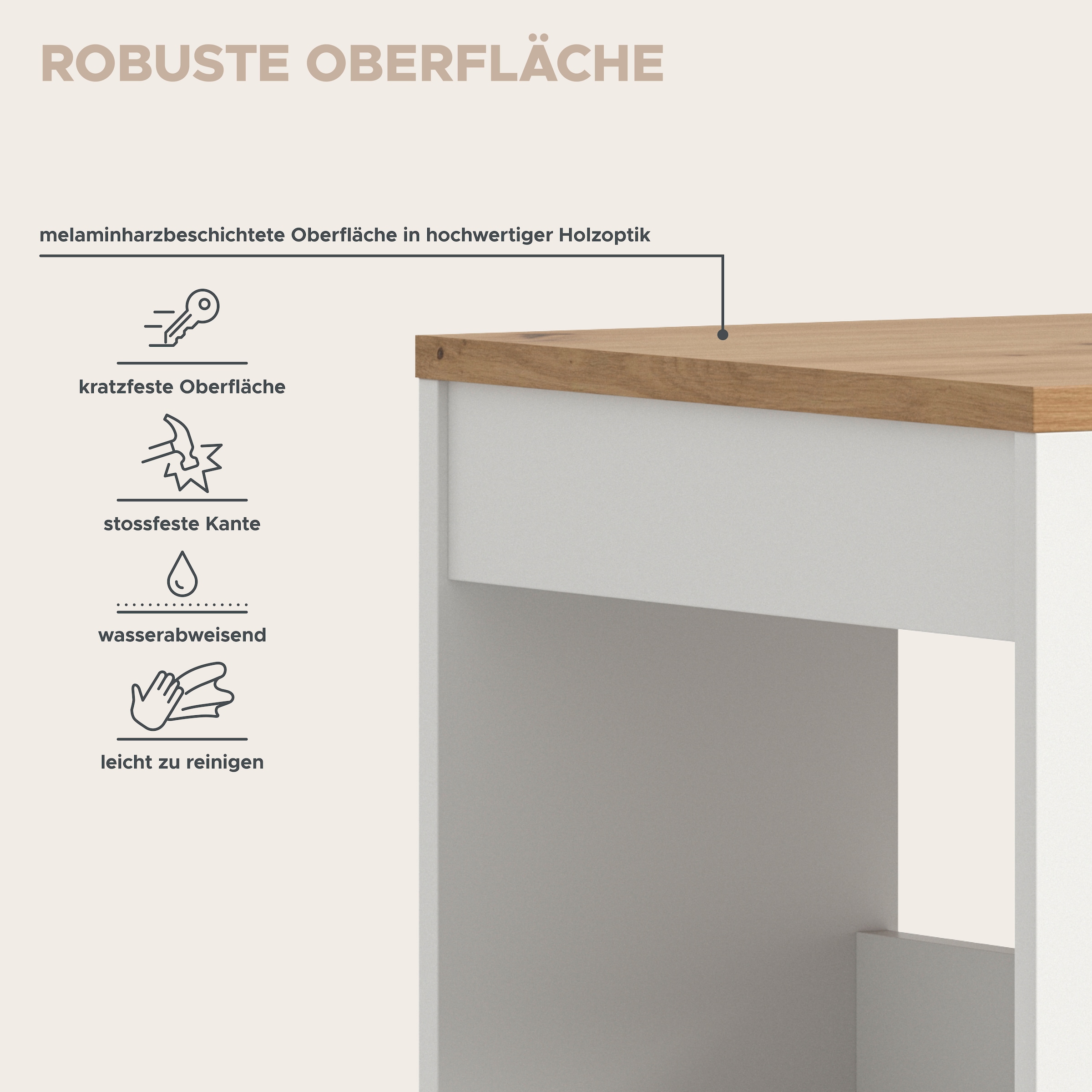 OTTO home Bartisch »NORDBY, Breite x Höhe: 105 x 103cm, 4 offene Fächer« Esstisch, Stehtisch, Tresentisch, Bistrotisch, Küchentisch