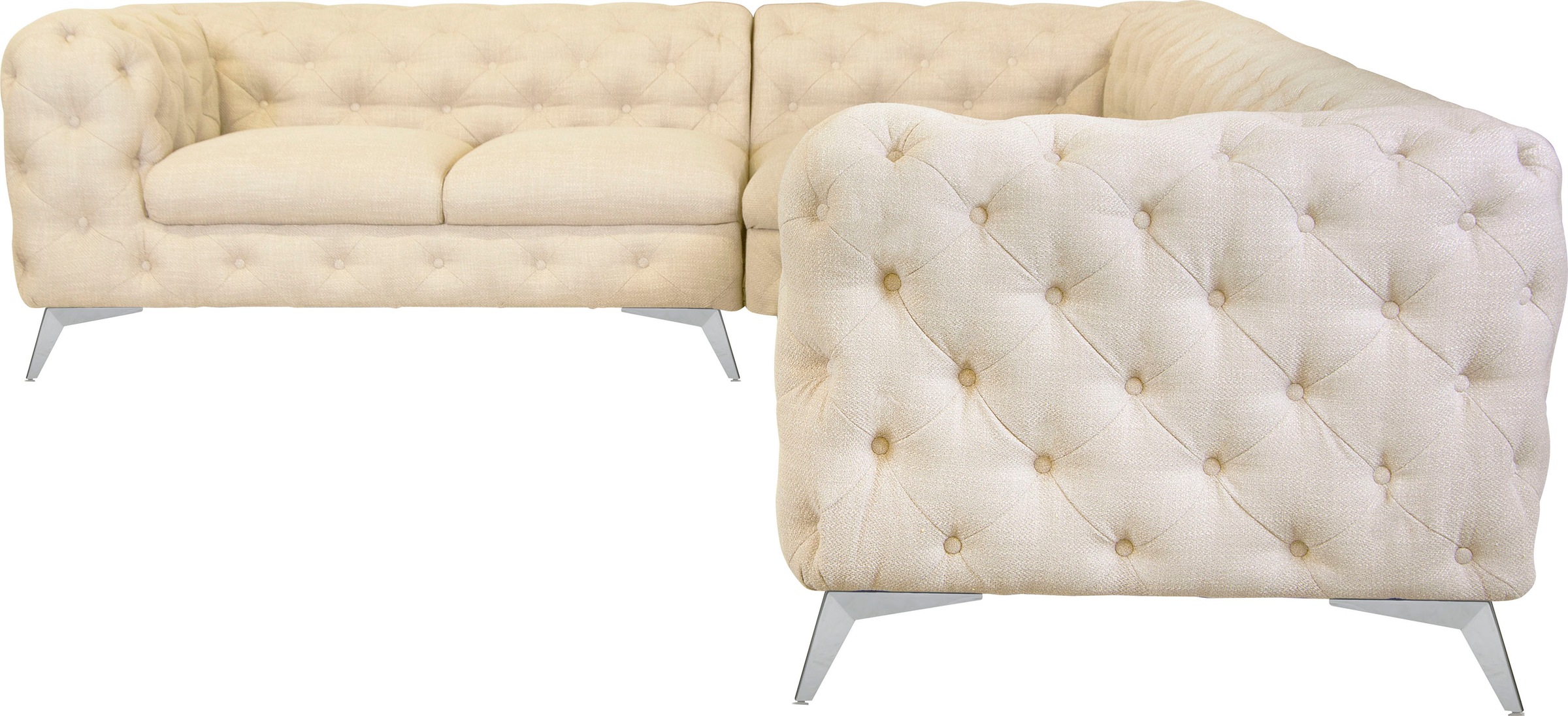 Leonique Chesterfield-Sofa »Ecksofa GLYNIS L-Form mit Wellenunterfederung, günstig online kaufen