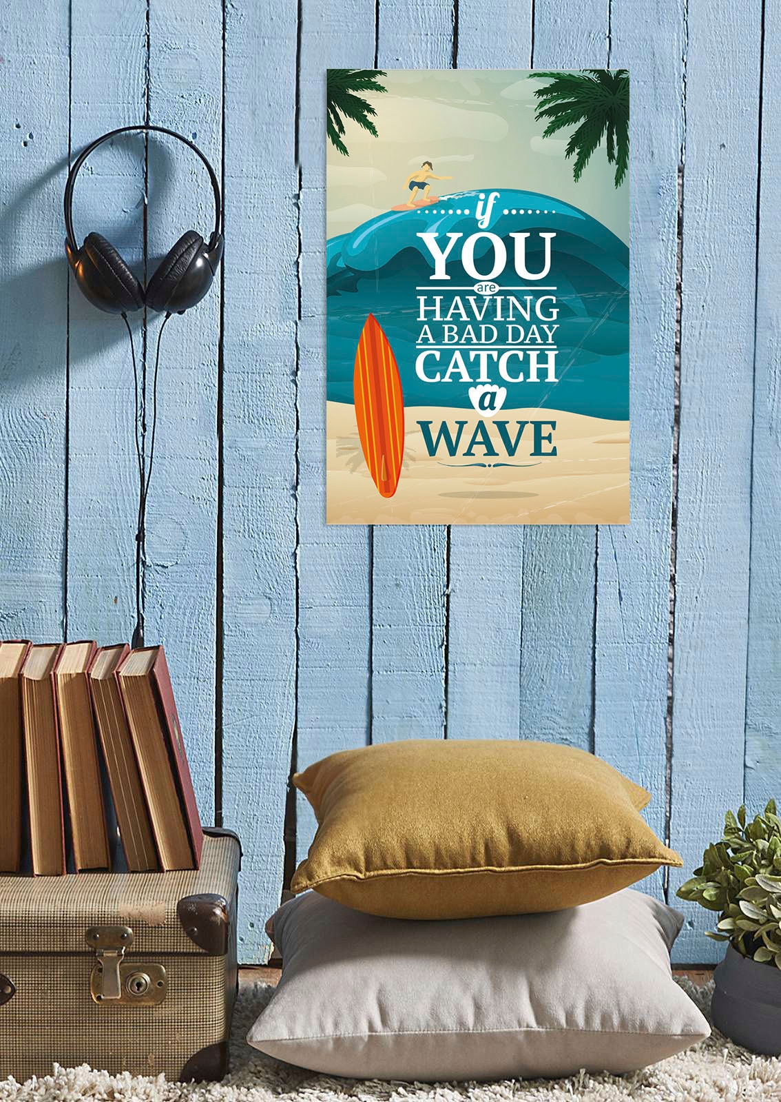 queence Metallbild »Catch a wave« Meer   Schriftzug   Schriftzüge   Strand günstig online kaufen