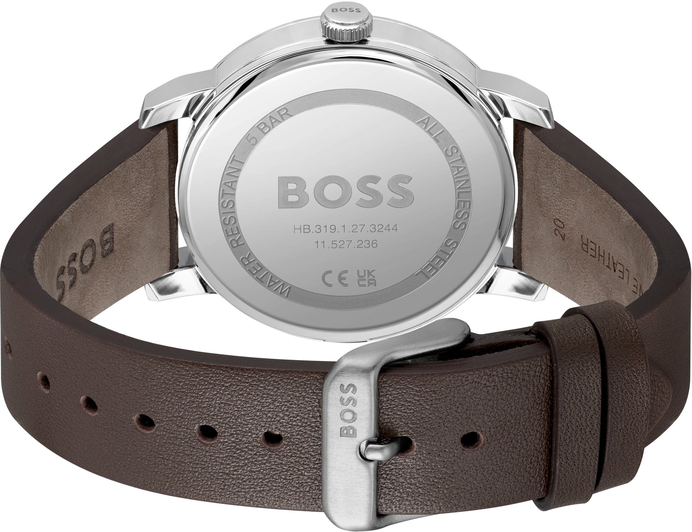 BOSS Quarzuhr »DEAN«, Herrenuhr, Damenuhr, Armbanduhr, Datum, Lederarmband