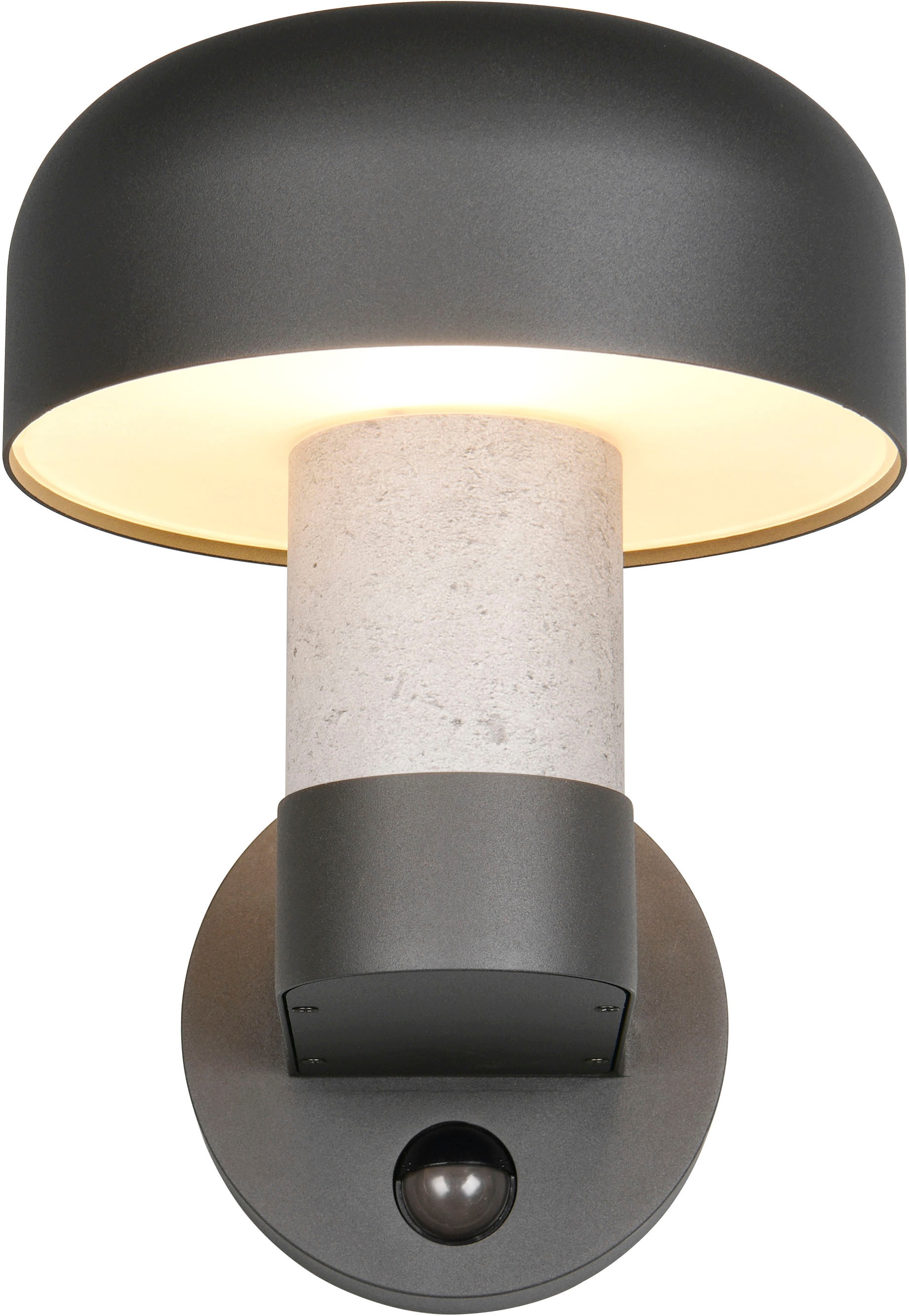 TRIO Leuchten Außen-Wandleuchte »FRASER, Fassadenbeleuchtung Laterne Pilzform, exkl 1x E27 max 10W IP54«, 1 flammig, Leuchtmittel E27 | Leuchtmittel wechselbar, Hauswand Leuchte aus Druckguss Aluminium mit Bewegungsmelder
