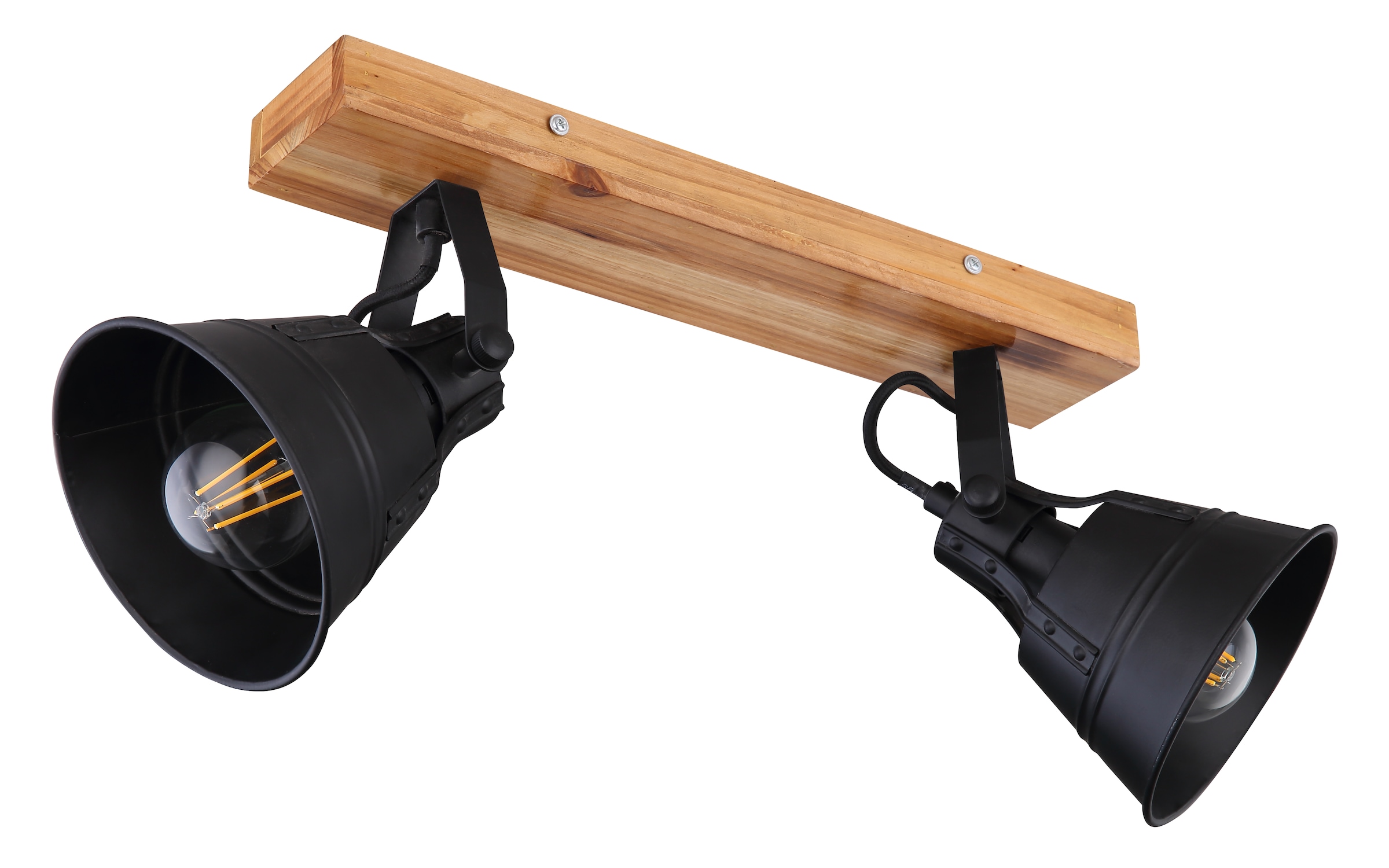 GLOBO LIGHTING Deckenstrahler »GÜNTHER«, Leuchtmittel E27 | ohne Leuchtmittel, Strahler/Holz/schwarz matt/Wohnzimmer/Flur/Arbeitszimmer