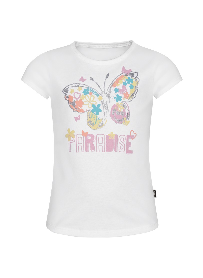 Trigema T-Shirt »TRIGEMA T-Shirt mit buntem Schmetterling-Printmotiv«, (1 tlg.)