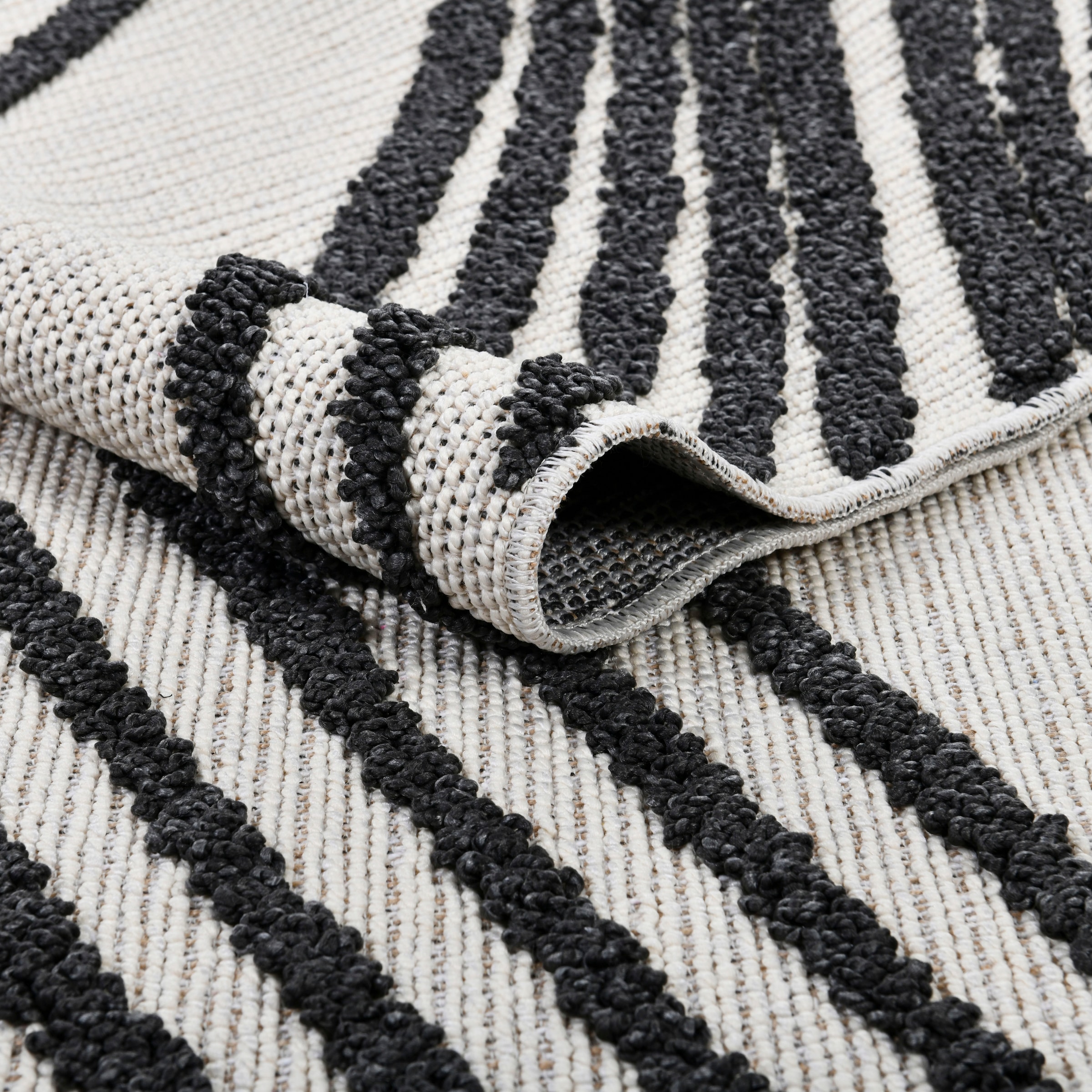 Home affaire Teppich »Friesach«, rechteckig, 18 mm Höhe, Hoch-Tief-Struktur, Woll-Look, Boho, mit Fransen, Wellen-Design