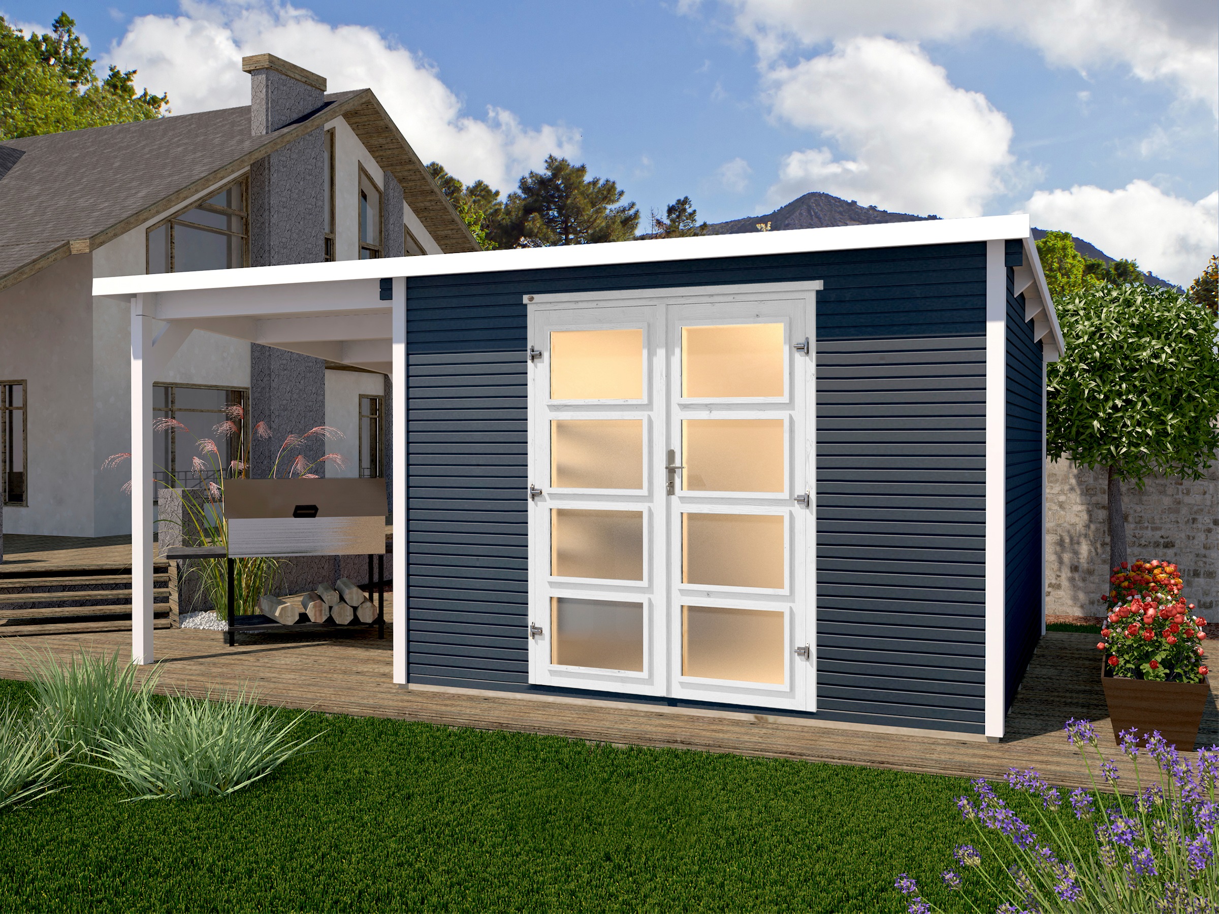 WEKA Gartenhaus »Line 1« anthrazit-naturbelassen