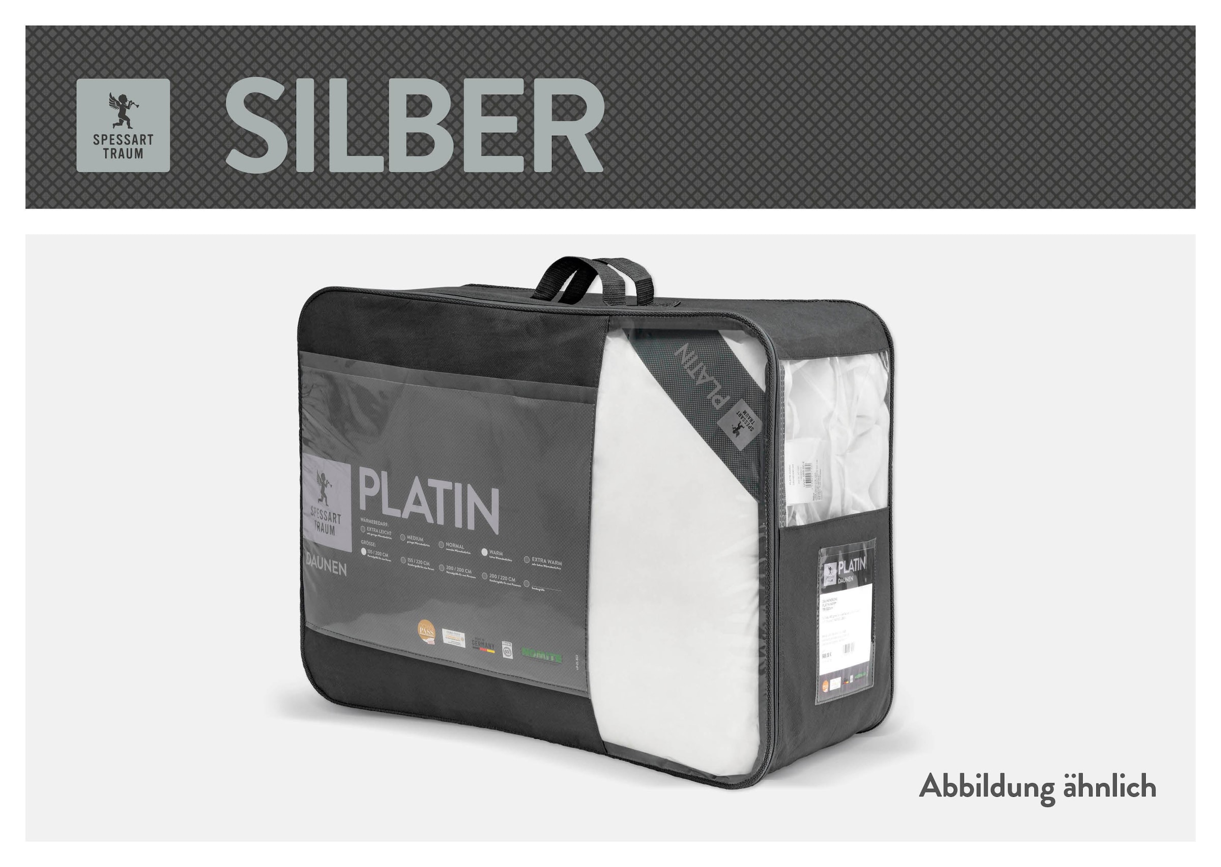 SPESSARTTRAUM Daunenbettdecke »Silber«, normal, Füllung 100% Daunen, Bezug 100% Baumwolle, (1 St.), hergestellt in Deutschland, allergikerfreundlich