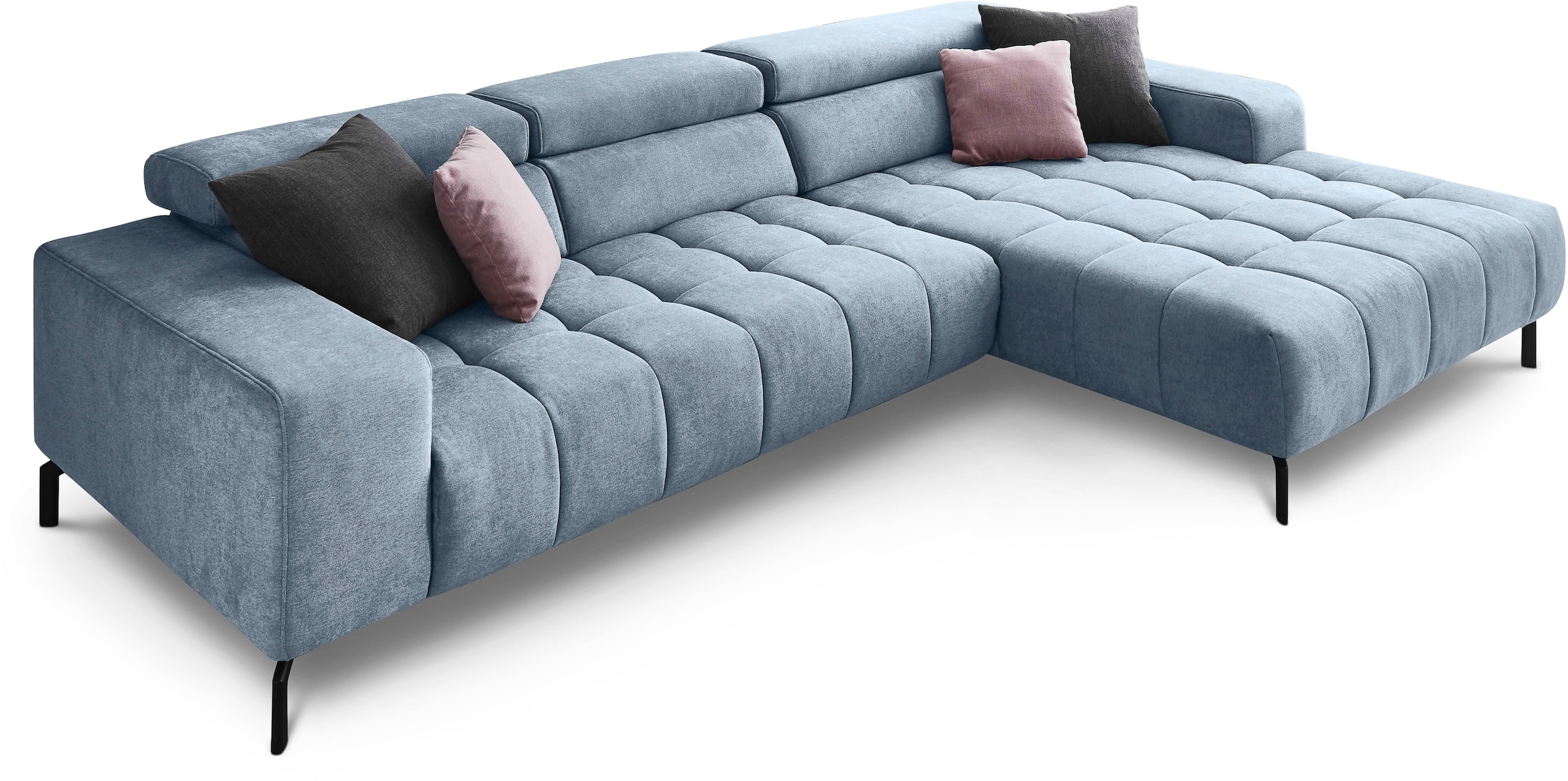 Die PlanBar Ecksofa »MP-IN18022 L-Form« mit Kopfteilverstellung & Zierkissen, optional Sitztiefenverstellung