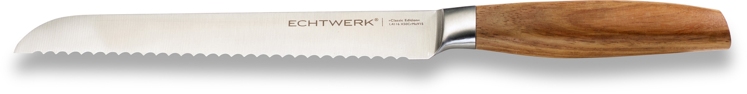 ECHTWERK Brotmesser »Classic Edition«, (1 tlg.), Küchenmesser, Edelstahl, Klingenlänge 20 cm, Griff aus Akazienholz