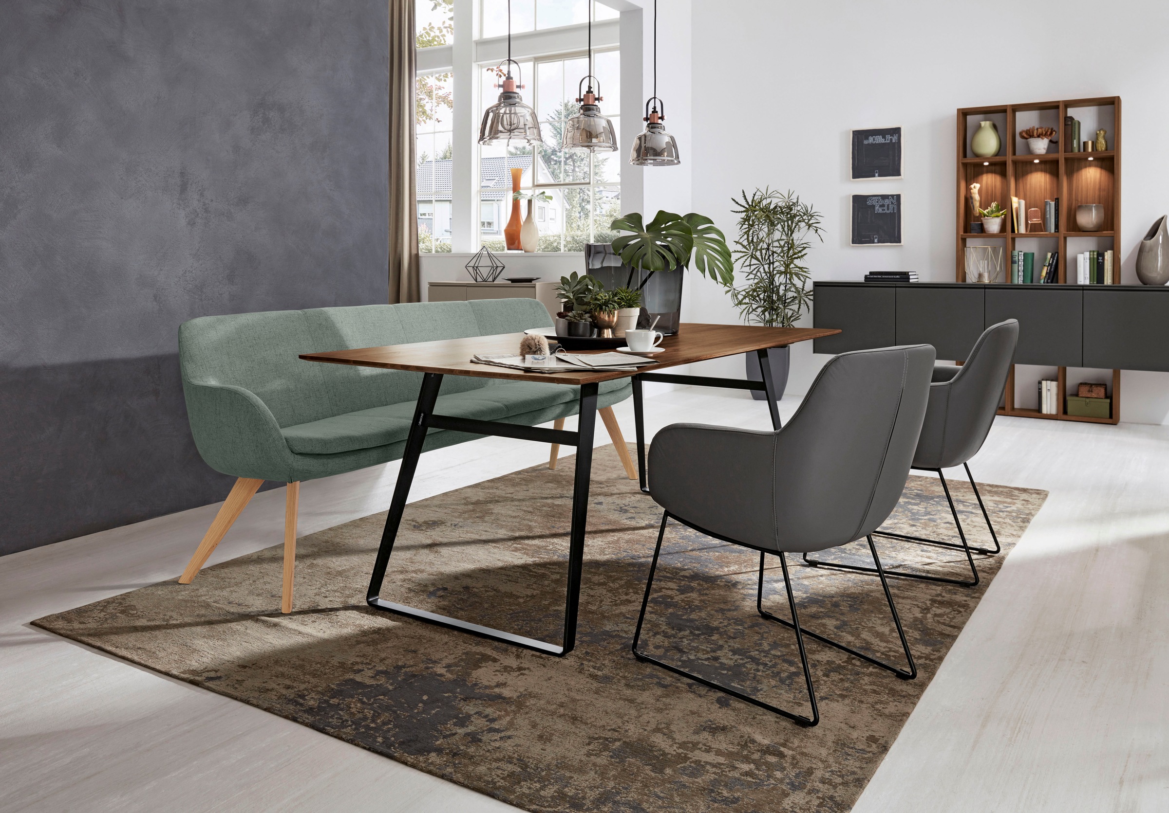 Musterring Essbank »Tavia«, Stativgestell aus Eiche bianco massiv, Breite 180, 200 oder 220 cm