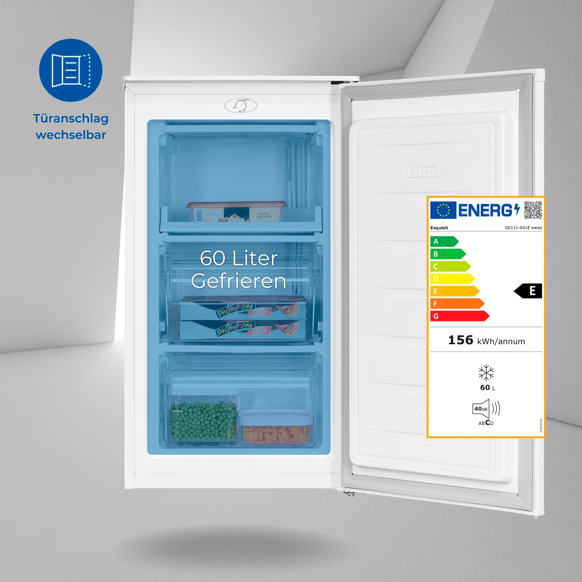 exquisit Gefrierschrank »GS111-041E«, 85,5 cm hoch, 48 cm breit