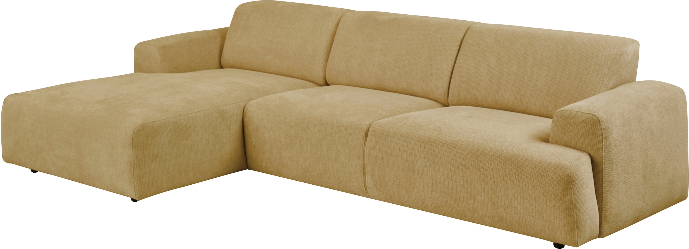 andas Ecksofa »Linkka, Breite 301 cm«, L-Form, in einem weichen Chenille-Stoff, mit Wellenunterfederung