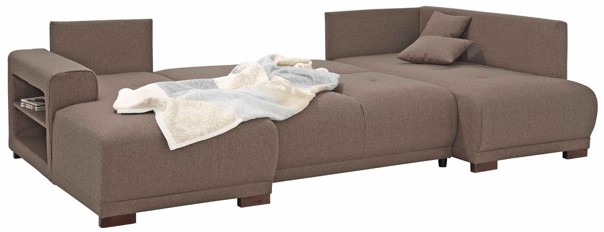 Home affaire Wohnlandschaft »Viborg U-Form«, mit Regal in der Armlehne, wahlweise mit Bettfunktion