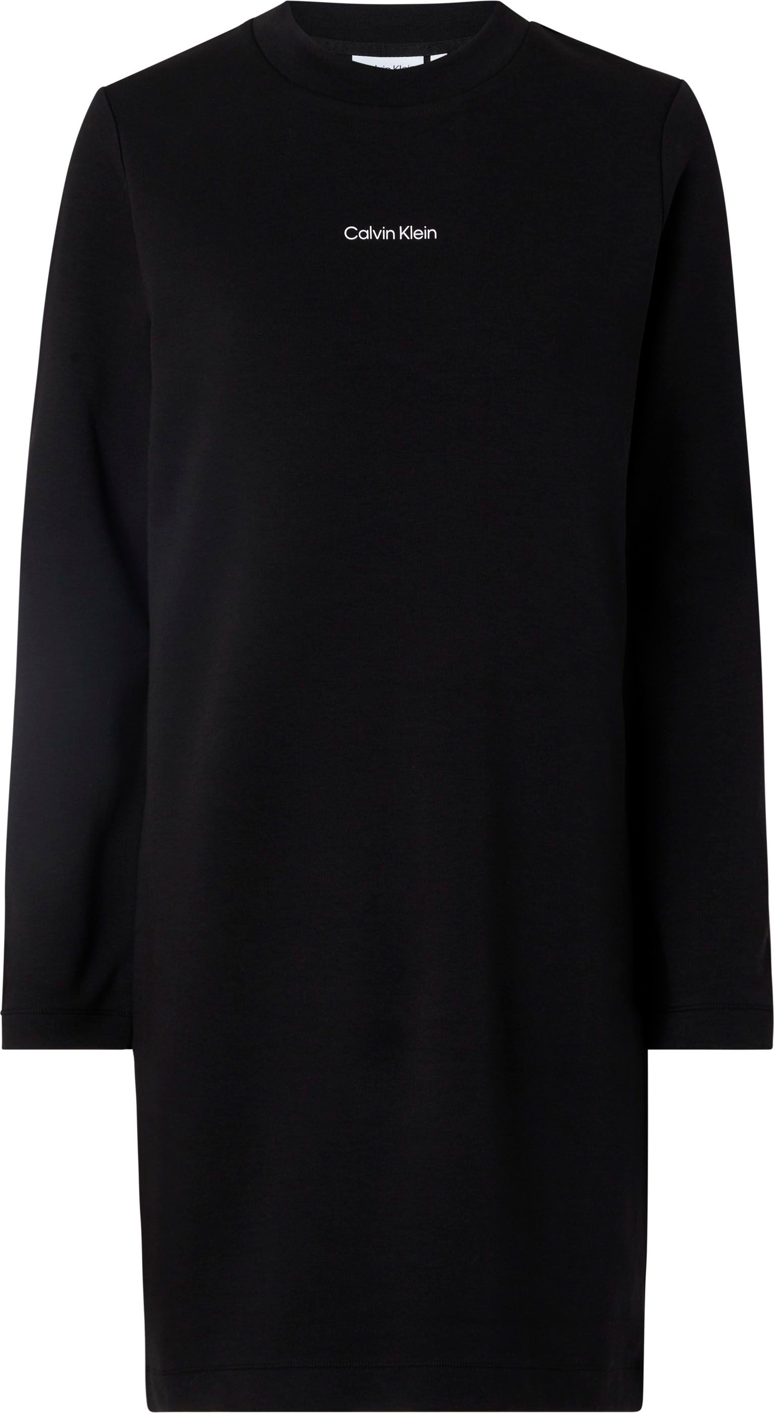 Calvin Klein Curve online mit Brust Markenlabel MICRO C-NECK LS«, Sweatkleid DRESS »INCLU LOGO auf der bei
