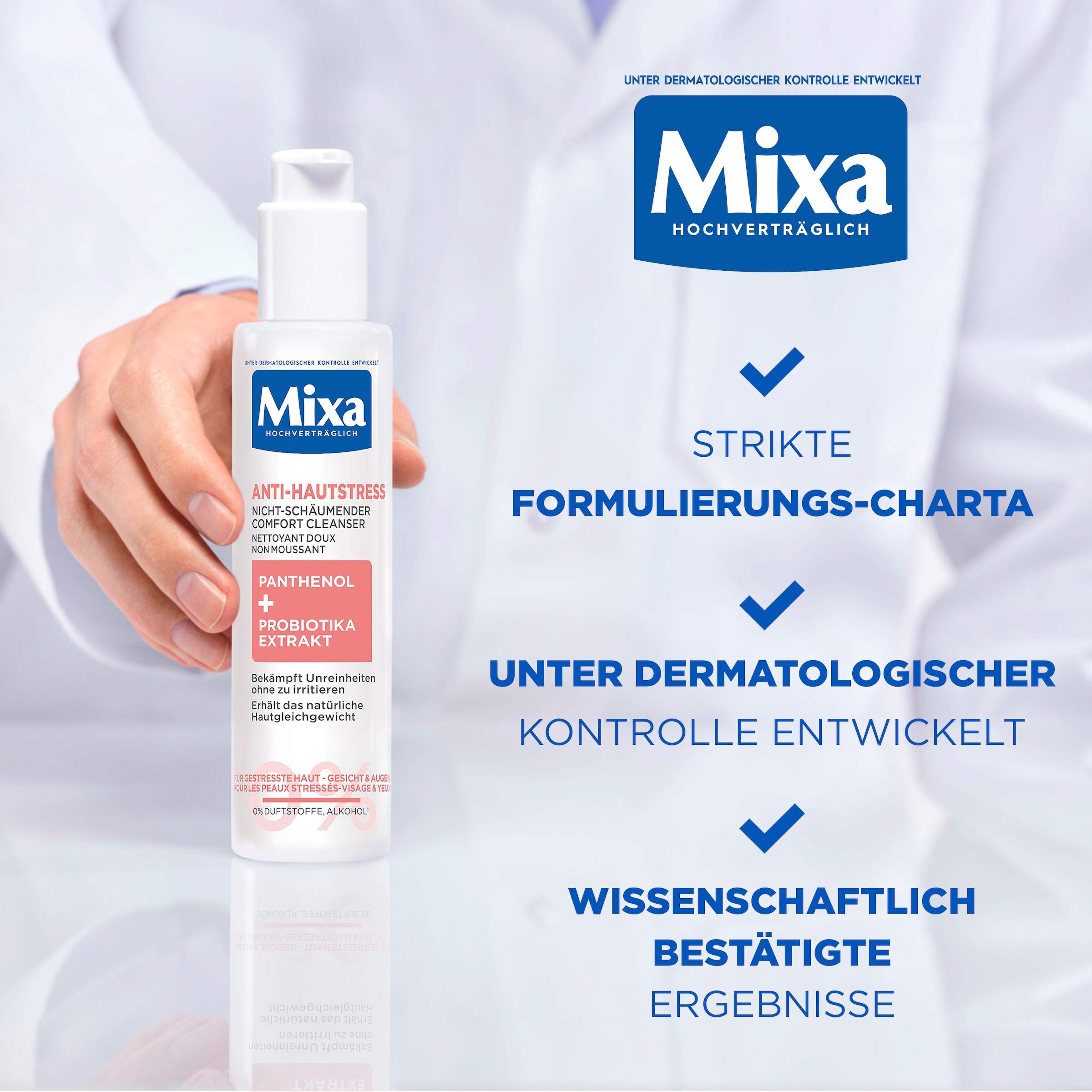 Mixa Gesichtsreinigungsgel »MIXA ANTI-HAUTSTRESS CLEANSER« bekämpft Unreinheiten ohne zu irritieren