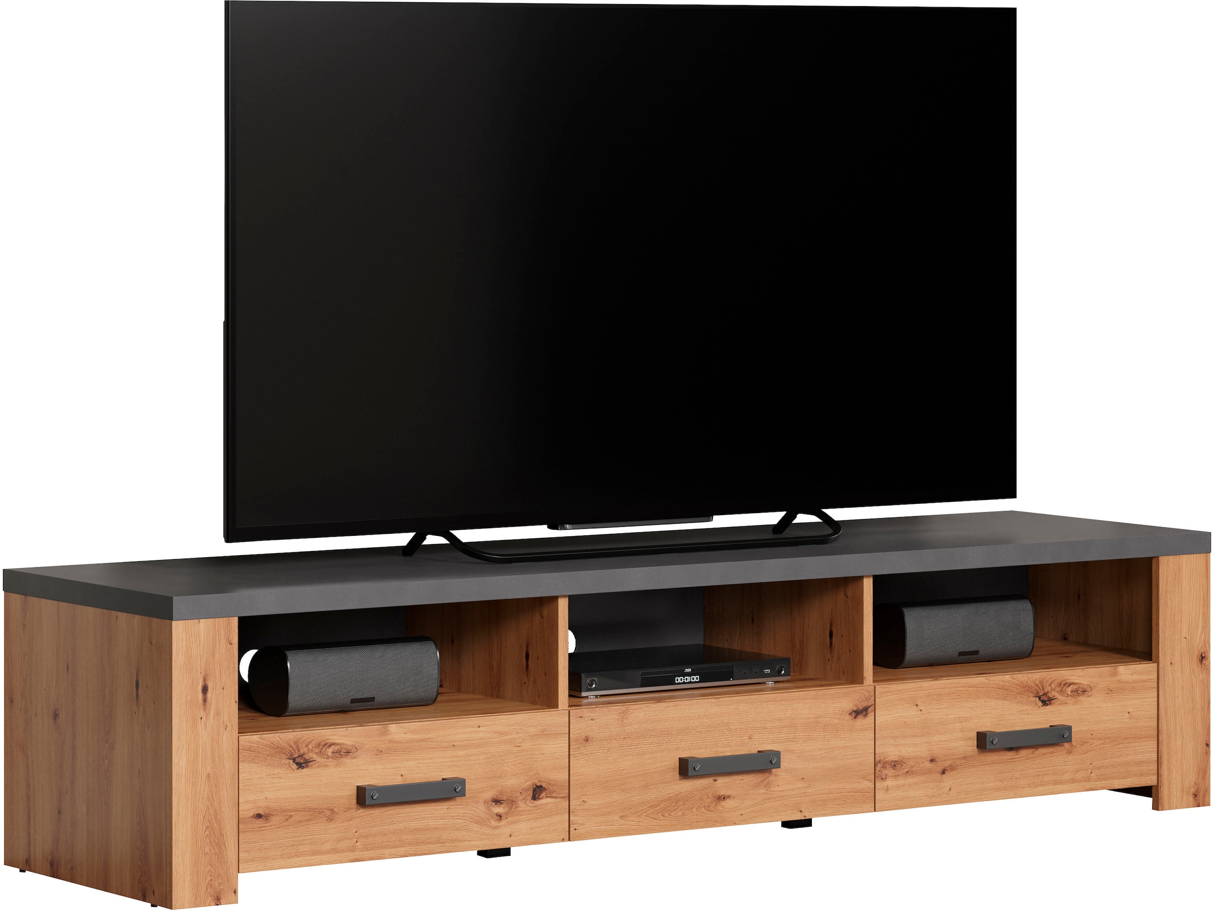 Home affaire TV-Board »Ambres«, (1 St.), matte Echtholzoptik, ca. Maße BxH: 180x43 cm, TV Schrank, Eiche