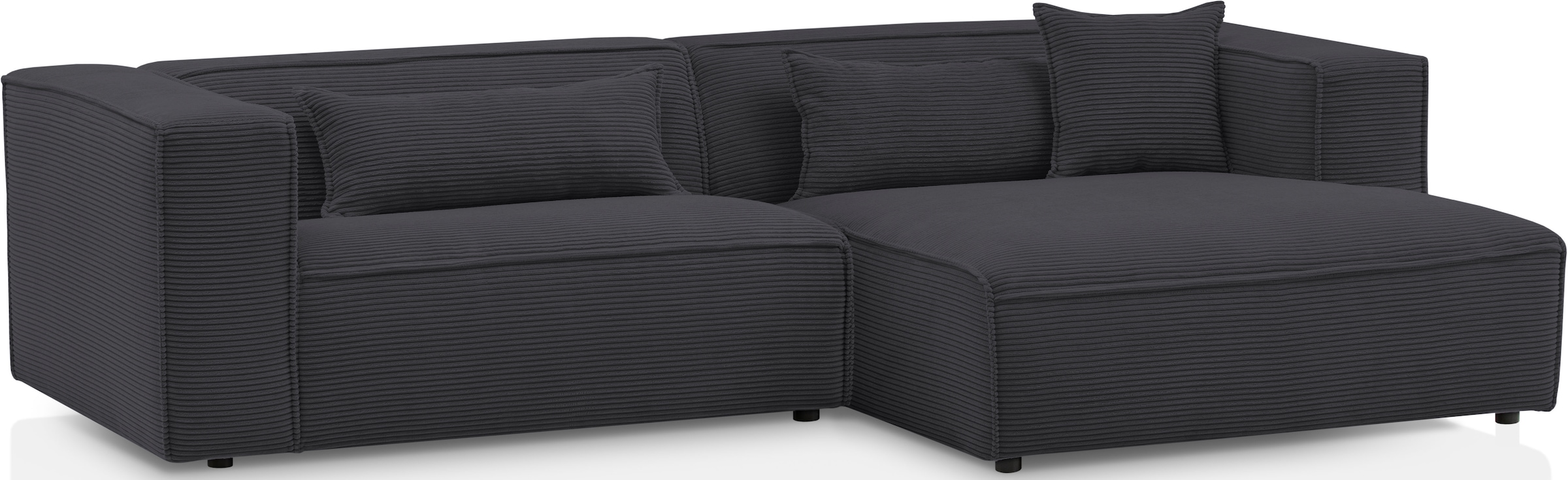 LeGer Home by Lena Gercke Ecksofa »PIARA mit Kedernaht, Cord, Leinenoptik o. Strukturstoff, Couch, L-Form« wahlweise Ottomane rechts/links, schwarze Füße, bequemer Sitzkomfort